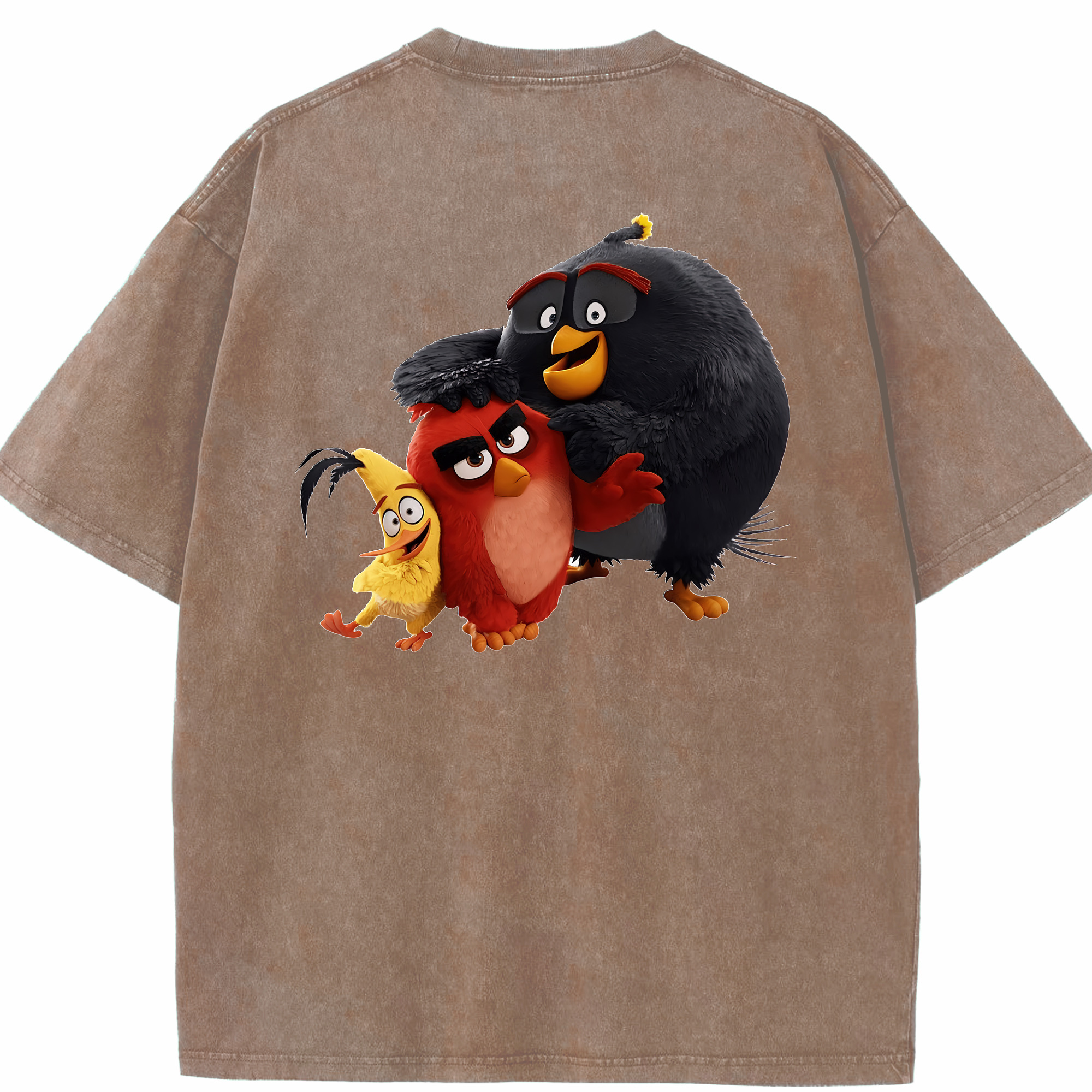 （画像用） Angry Birds アングリーバード 綿100% ヴィンテージ風 半袖Tシャツ（背面プリント）