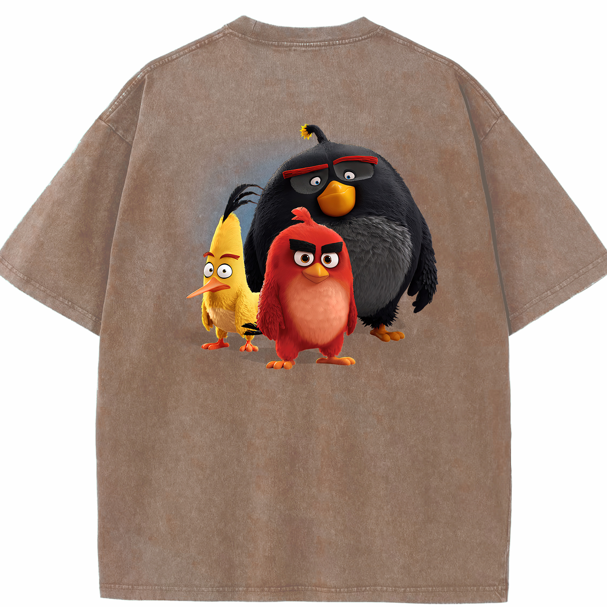 （画像用） Angry Birds アングリーバード 綿100% ヴィンテージ風 半袖Tシャツ（背面プリント）