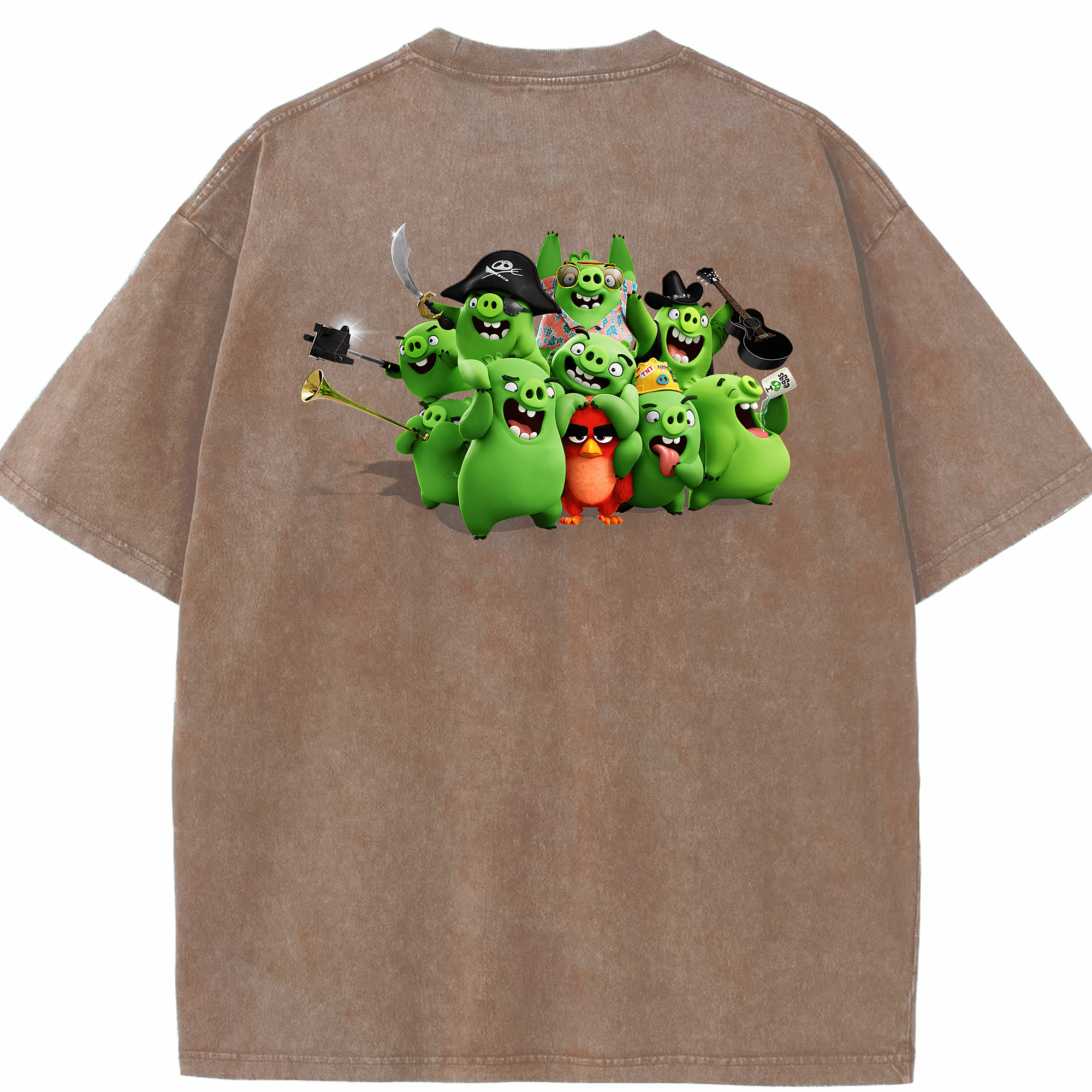 （画像用） Angry Birds アングリーバード 綿100% ヴィンテージ風 半袖Tシャツ（背面プリント）