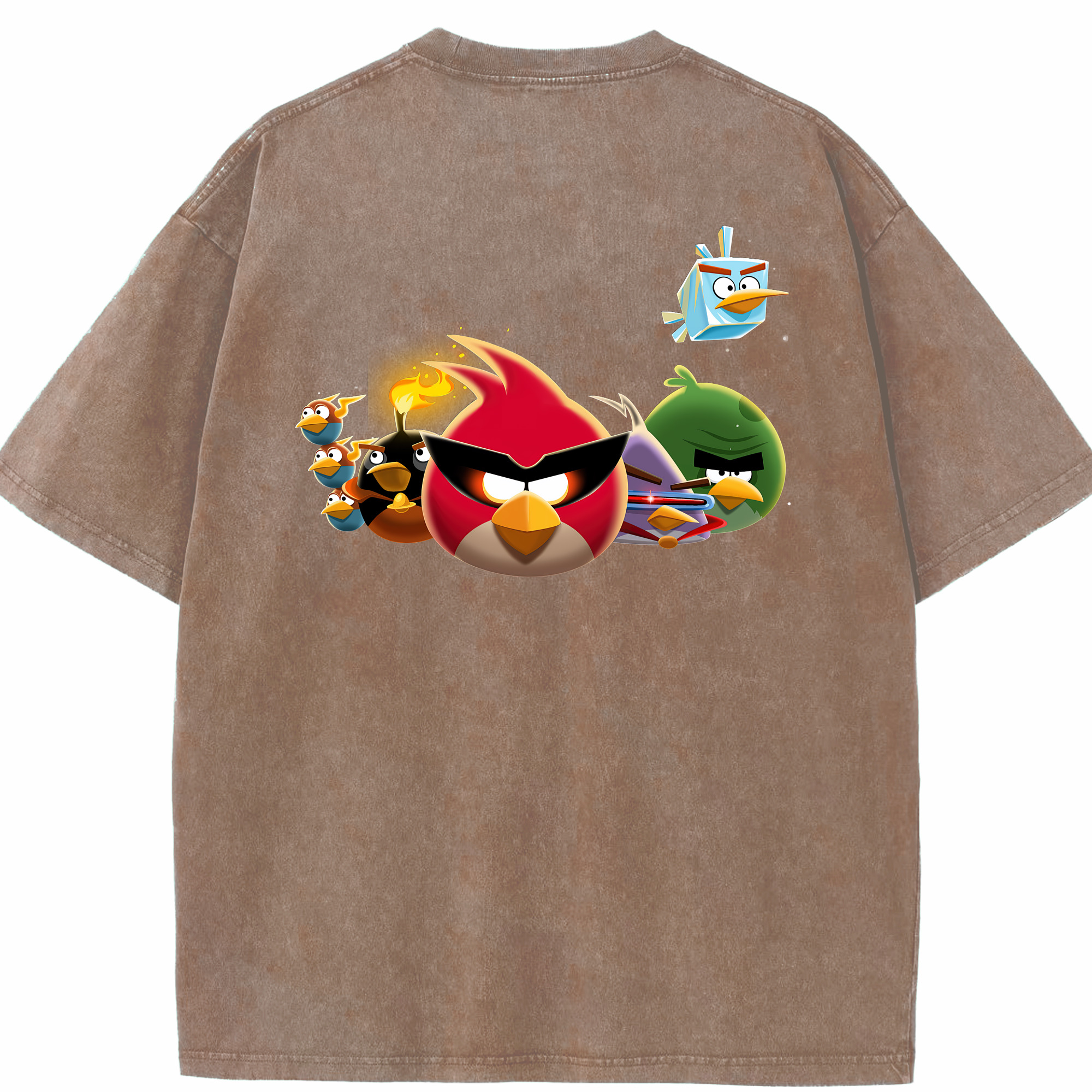 （画像用） Angry Birds アングリーバード 綿100% ヴィンテージ風 半袖Tシャツ（背面プリント）