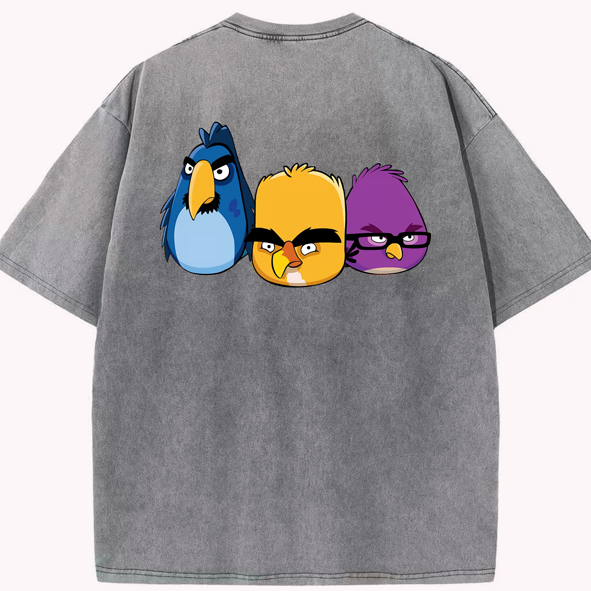 （画像用） Angry Birds アングリーバード 綿100% ヴィンテージ風 半袖Tシャツ（背面プリント）