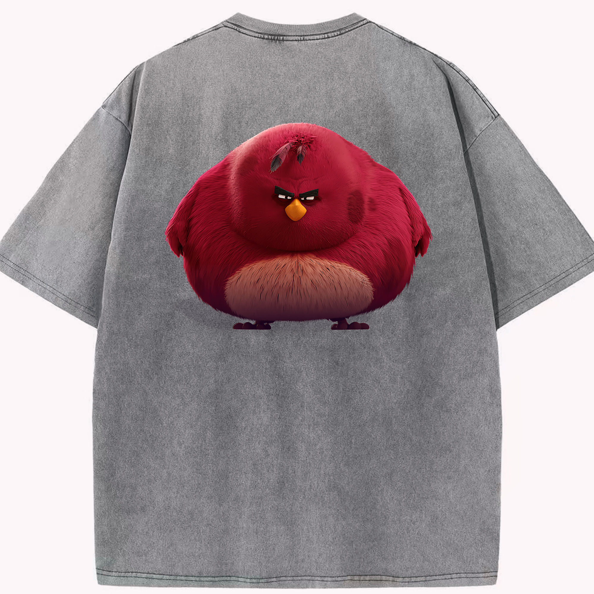 （画像用） Angry Birds アングリーバード 綿100% ヴィンテージ風 半袖Tシャツ（背面プリント）
