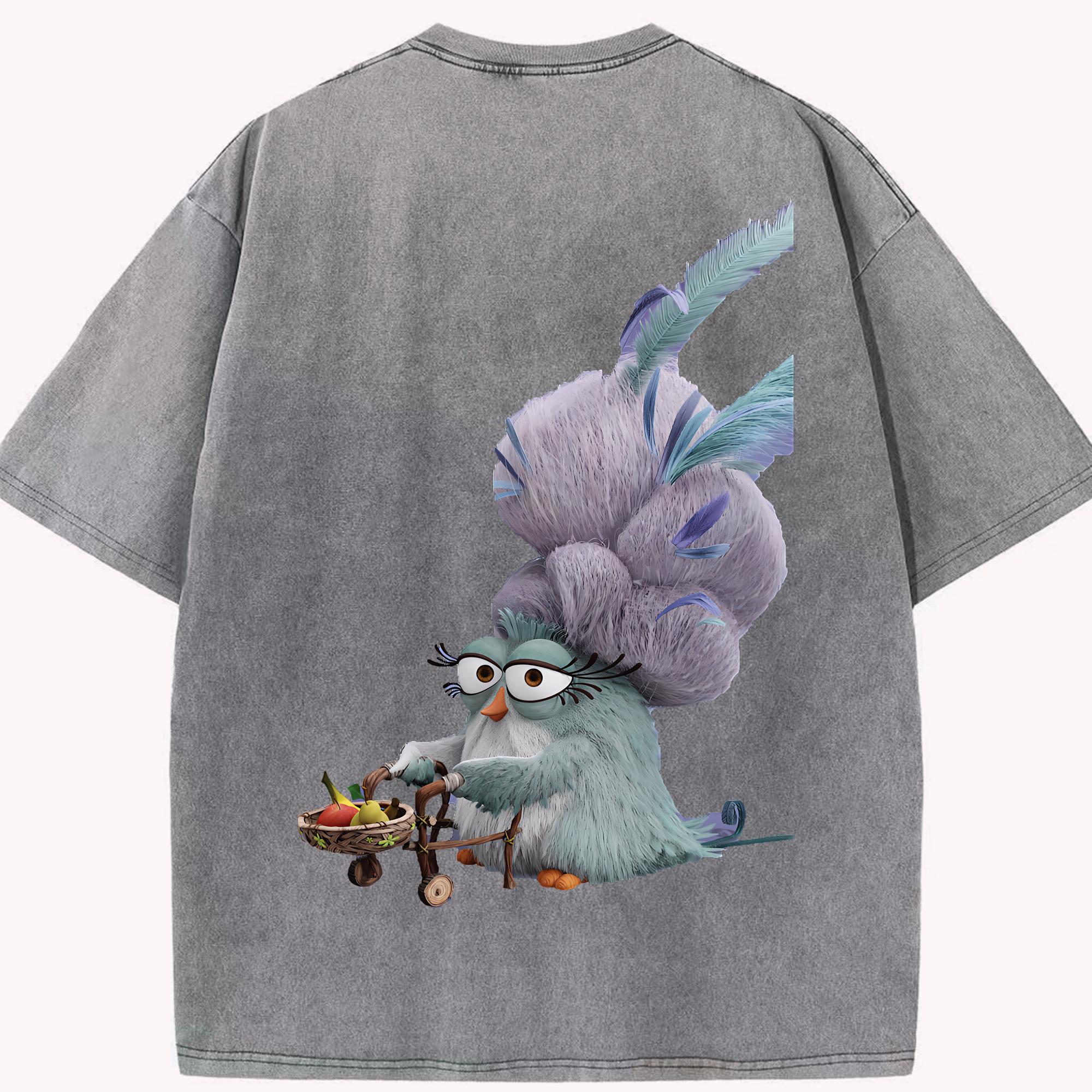 （画像用） Angry Birds アングリーバード 綿100% ヴィンテージ風 半袖Tシャツ（背面プリント）