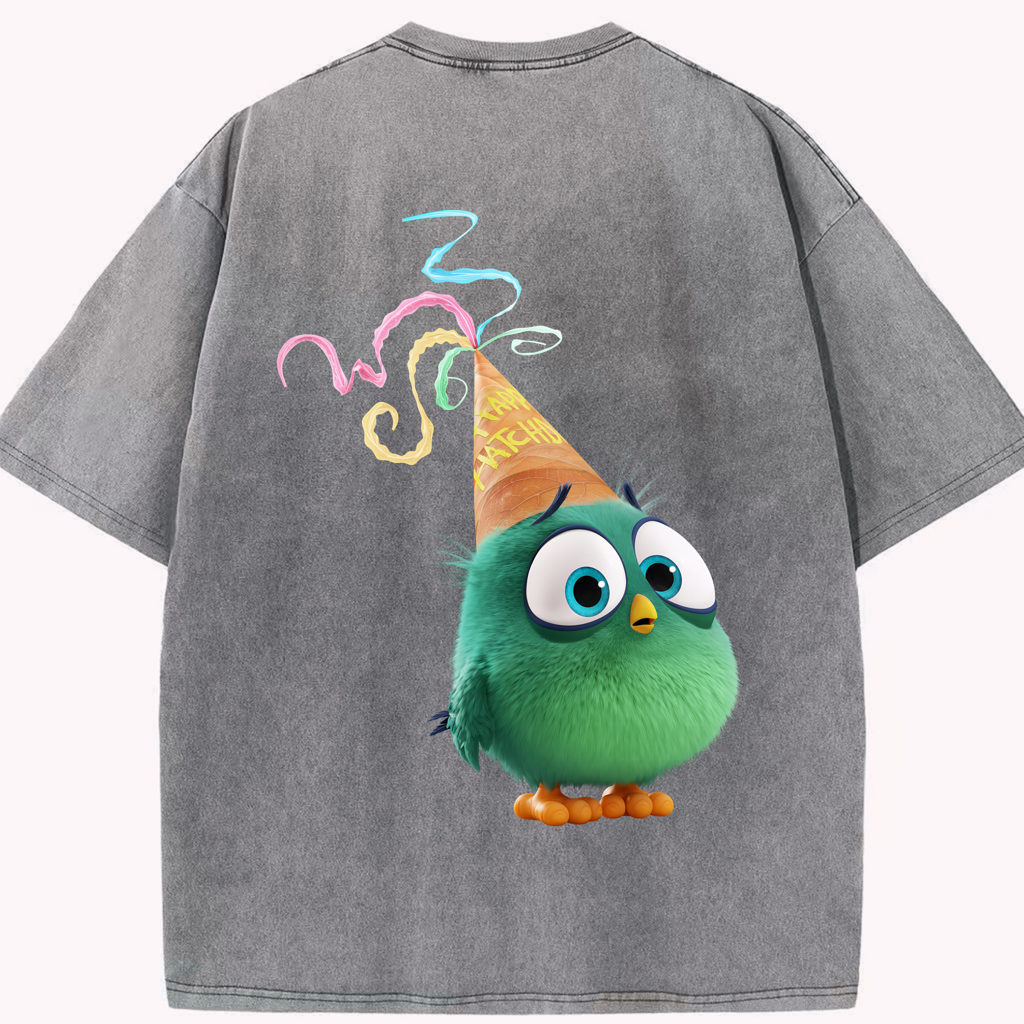 （画像用） Angry Birds アングリーバード 綿100% ヴィンテージ風 半袖Tシャツ（背面プリント）