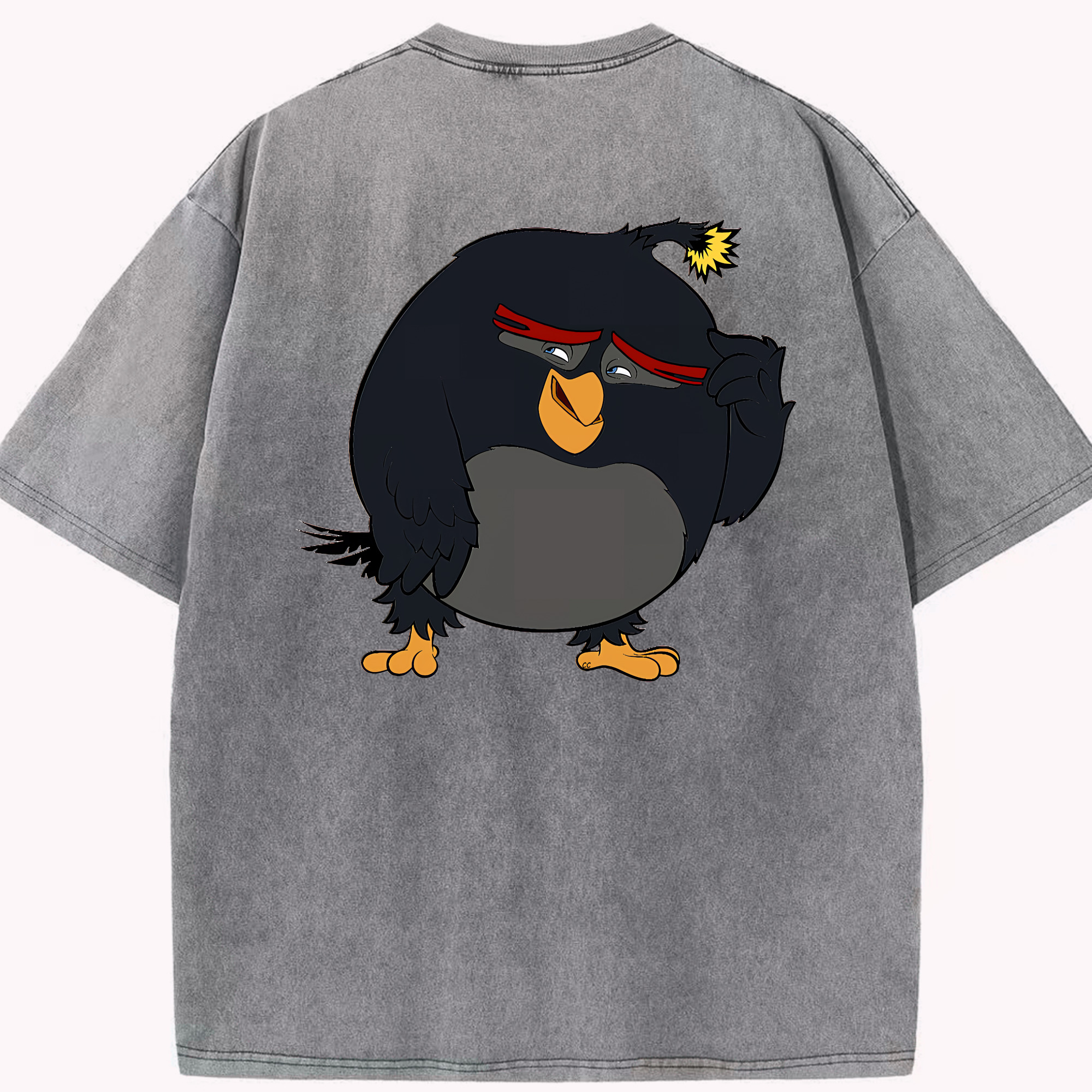 （画像用） Angry Birds アングリーバード 綿100% ヴィンテージ風 半袖Tシャツ（背面プリント）