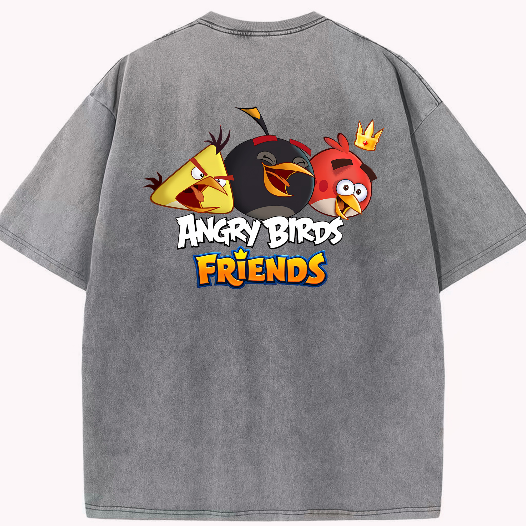 （画像用） Angry Birds アングリーバード 綿100% ヴィンテージ風 半袖Tシャツ（背面プリント）