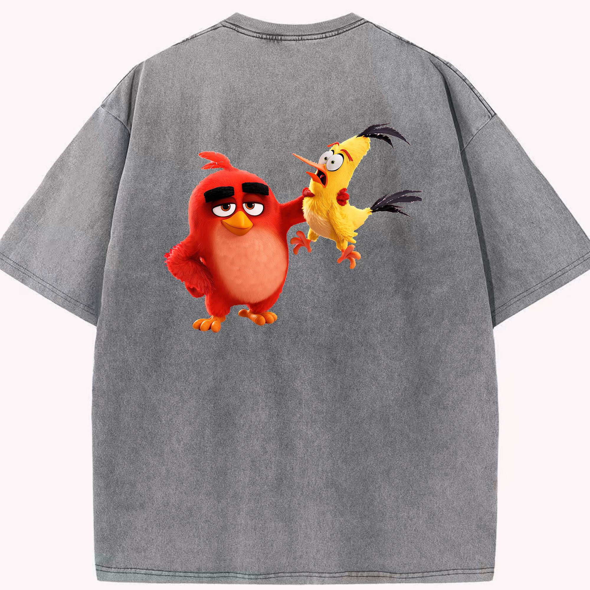（画像用） Angry Birds アングリーバード 綿100% ヴィンテージ風 半袖Tシャツ（背面プリント）