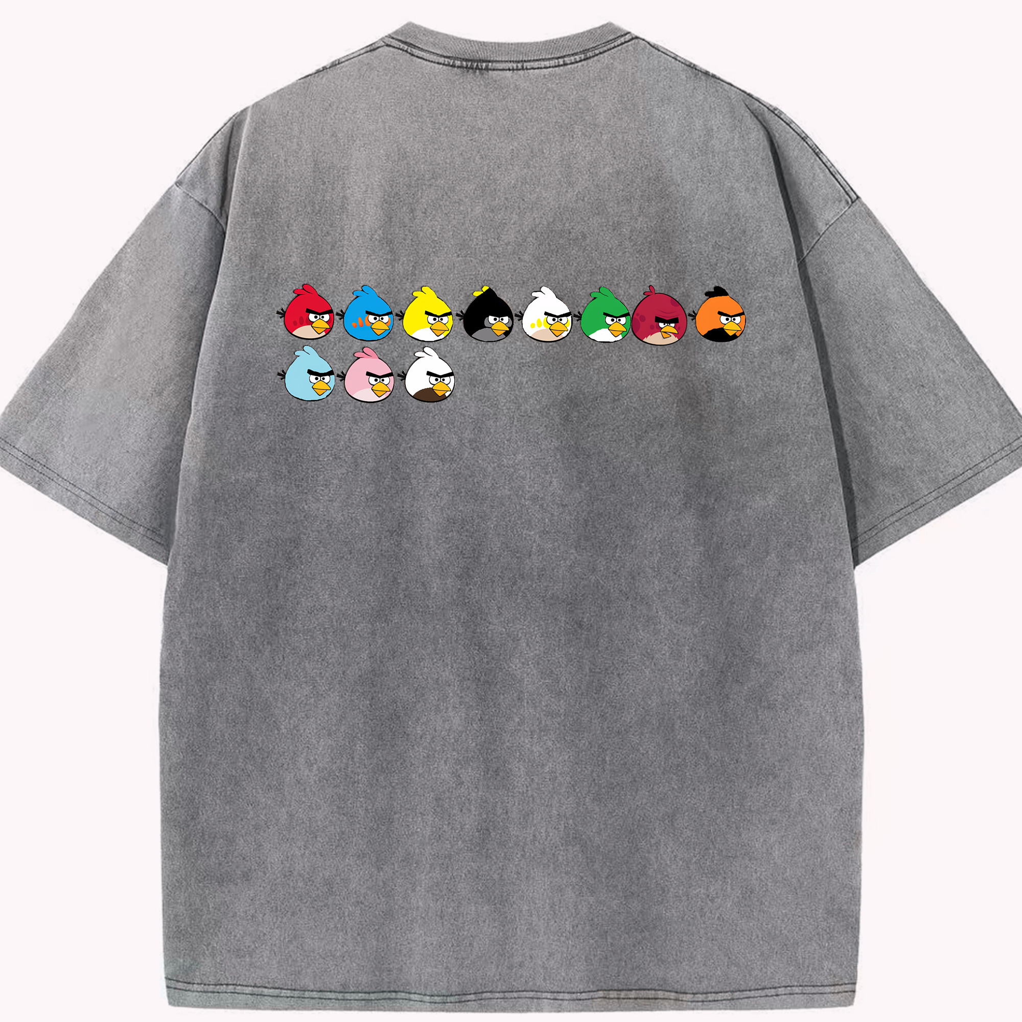 （画像用） Angry Birds アングリーバード 綿100% ヴィンテージ風 半袖Tシャツ（背面プリント）