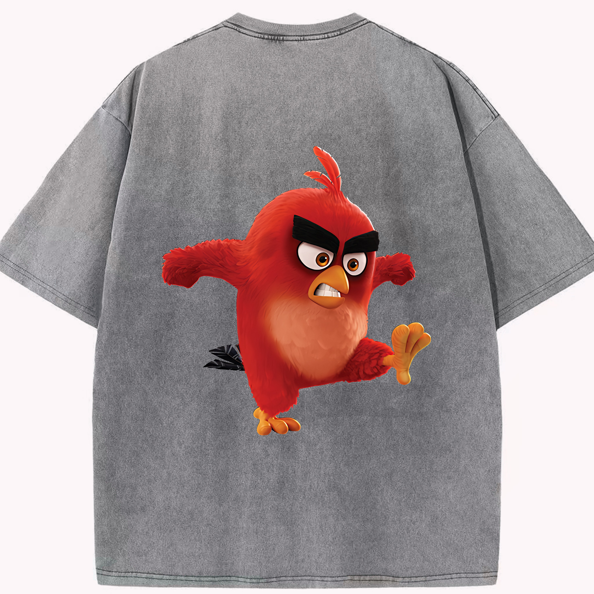 （画像用） Angry Birds アングリーバード 綿100% ヴィンテージ風 半袖Tシャツ（背面プリント）