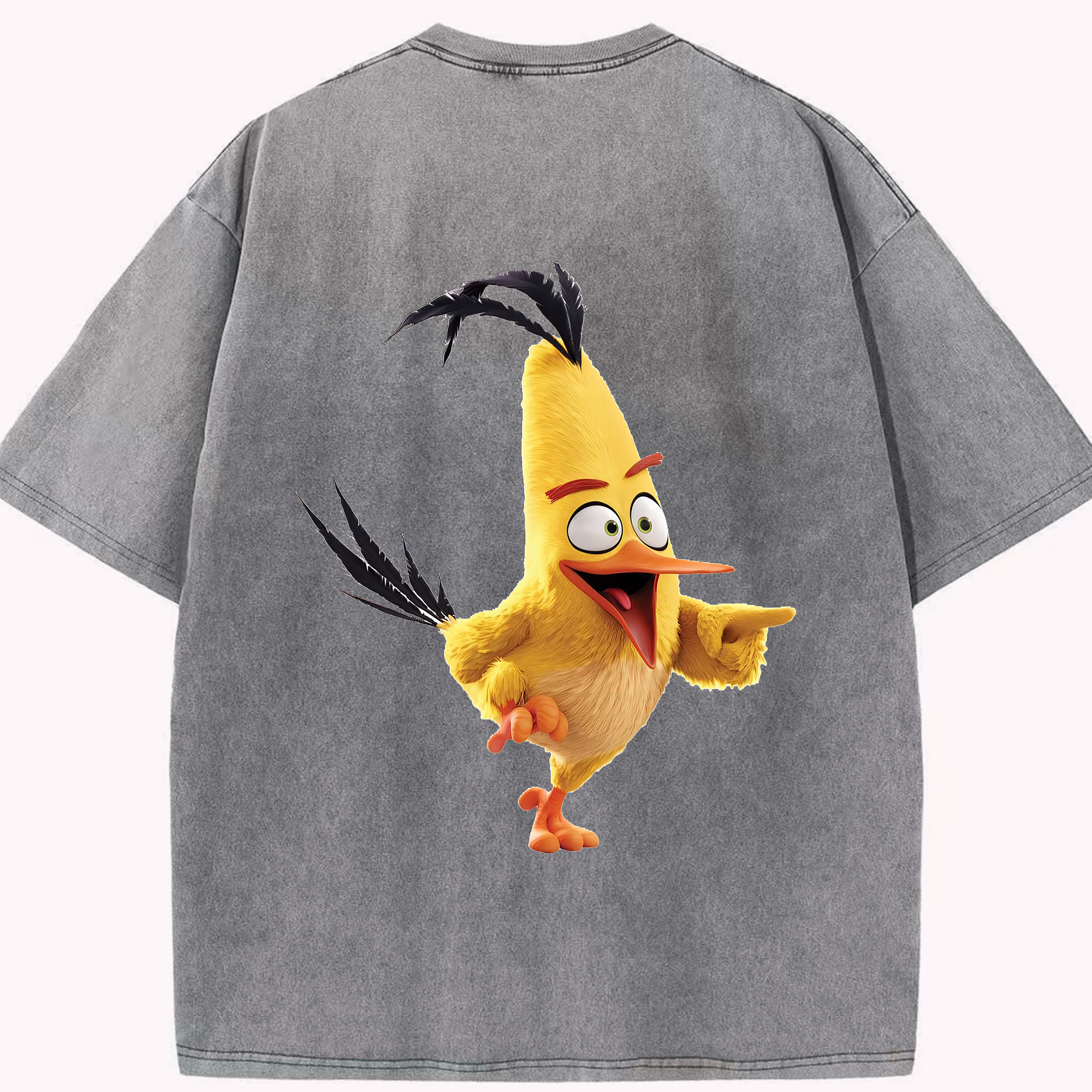 （画像用） Angry Birds アングリーバード 綿100% ヴィンテージ風 半袖Tシャツ（背面プリント）