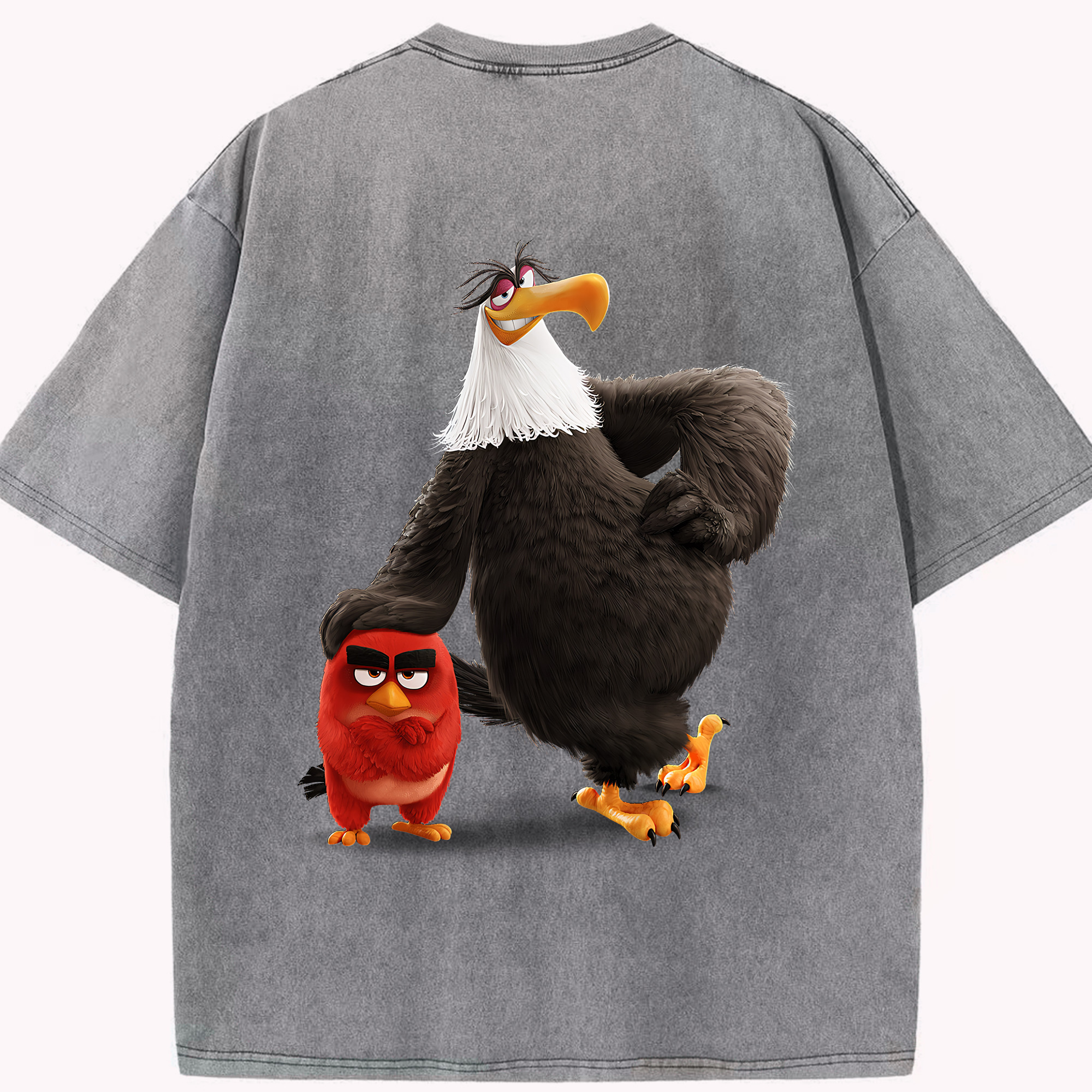 （画像用） Angry Birds アングリーバード 綿100% ヴィンテージ風 半袖Tシャツ（背面プリント）