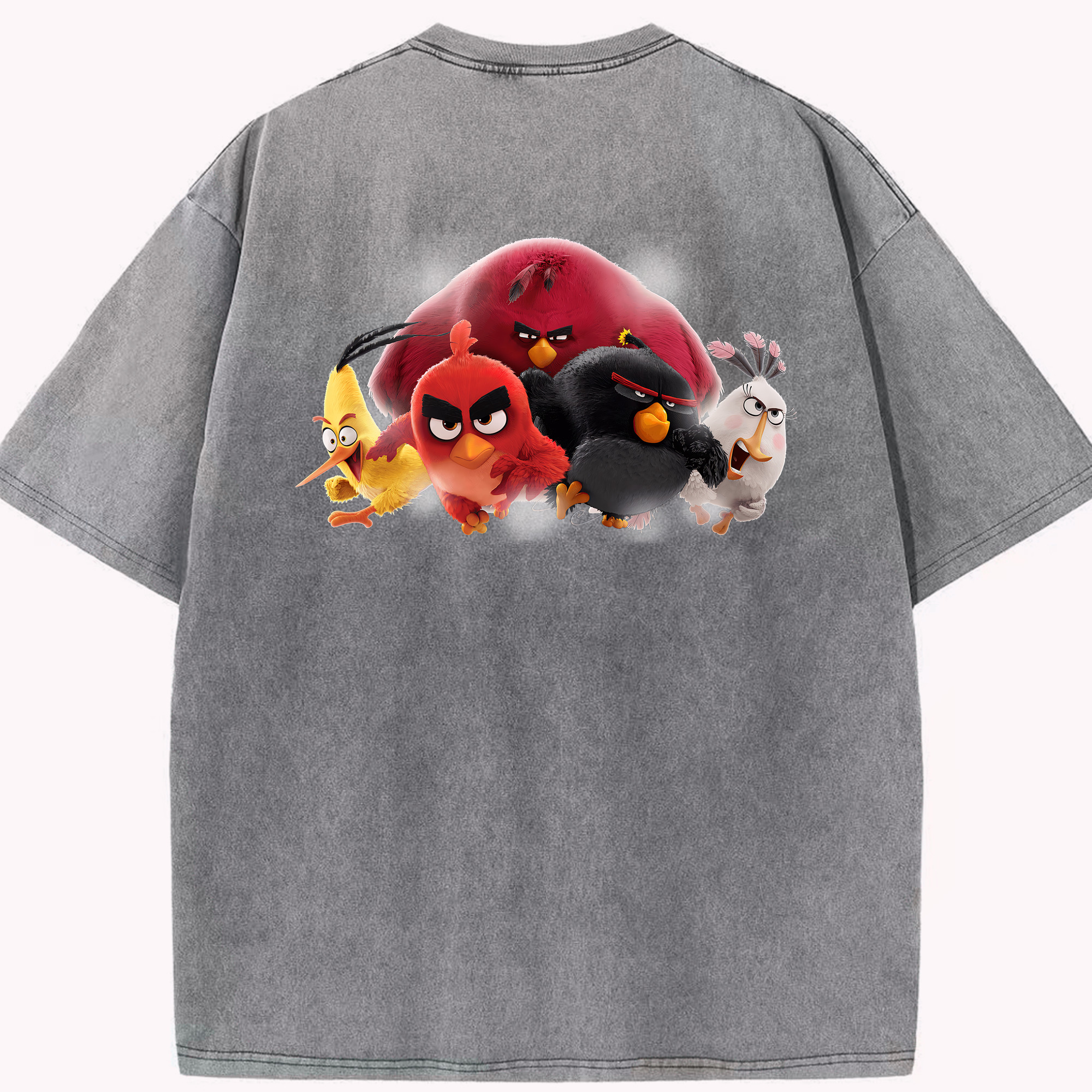 （画像用） Angry Birds アングリーバード 綿100% ヴィンテージ風 半袖Tシャツ（背面プリント）
