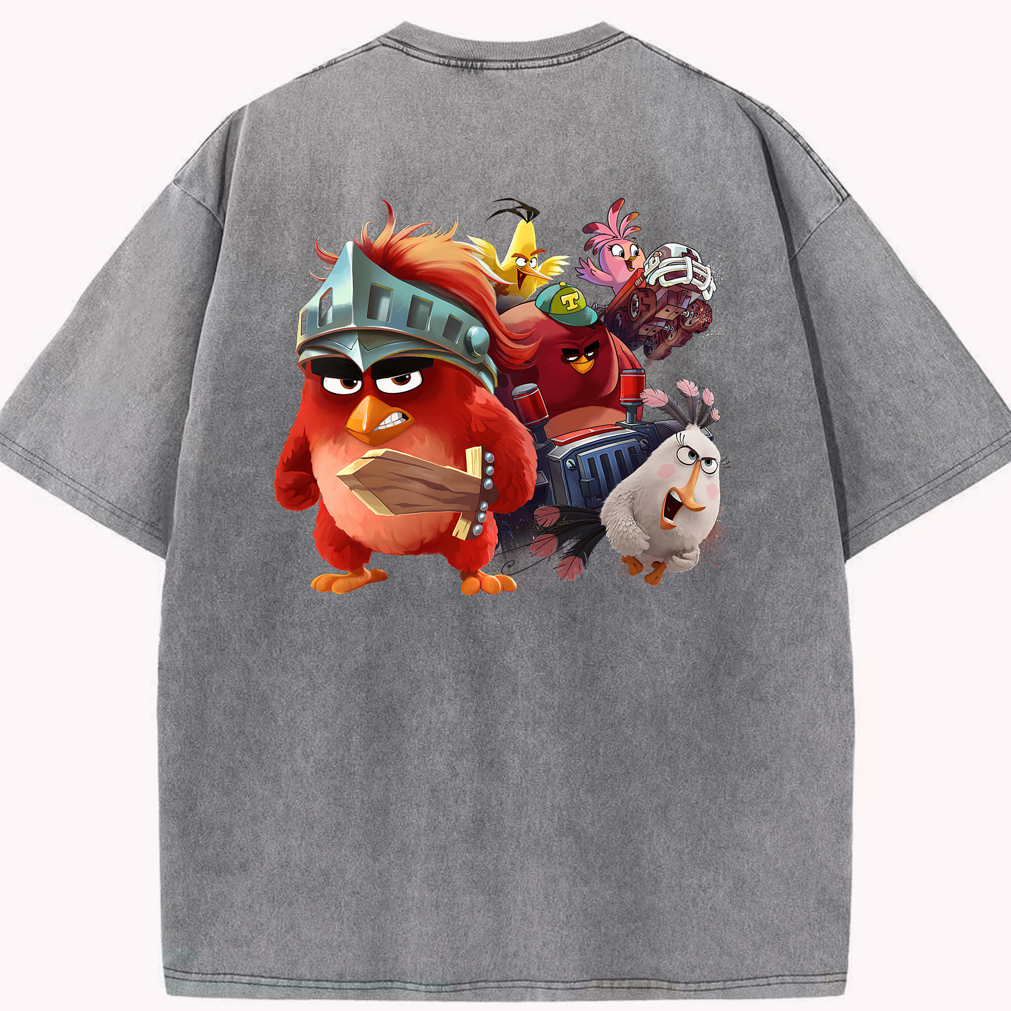 （画像用） Angry Birds アングリーバード 綿100% ヴィンテージ風 半袖Tシャツ（背面プリント）