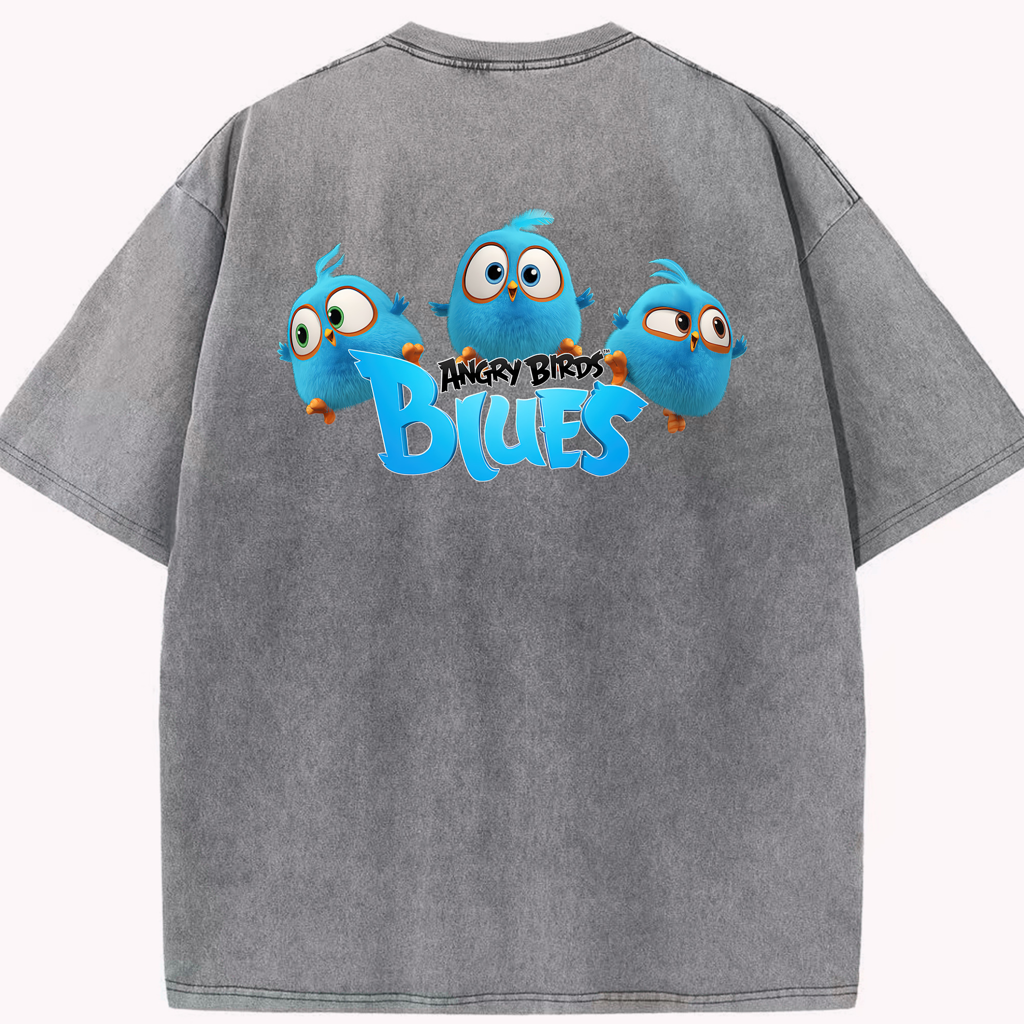（画像用） Angry Birds アングリーバード 綿100% ヴィンテージ風 半袖Tシャツ（背面プリント）