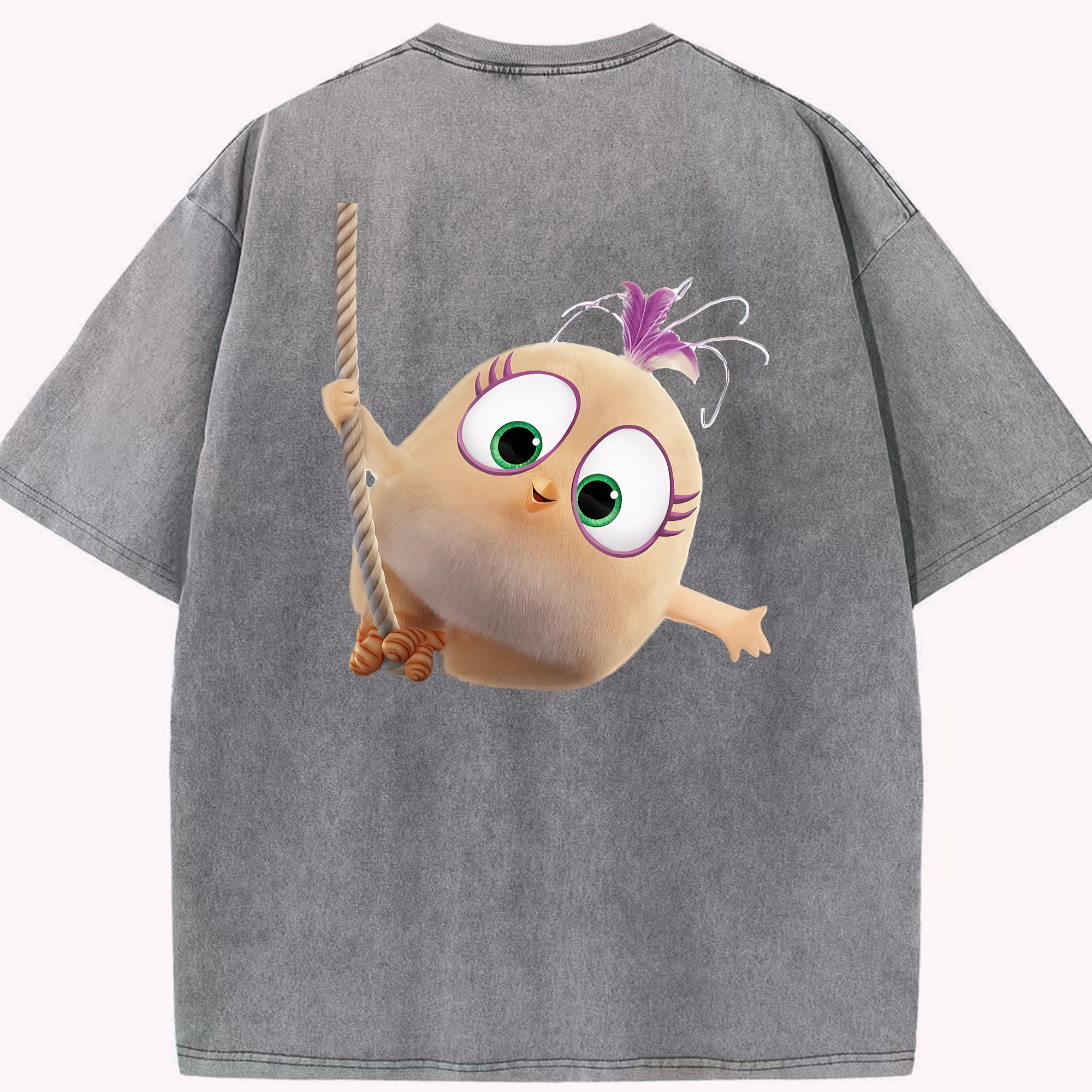 （画像用） Angry Birds アングリーバード 綿100% ヴィンテージ風 半袖Tシャツ（背面プリント）