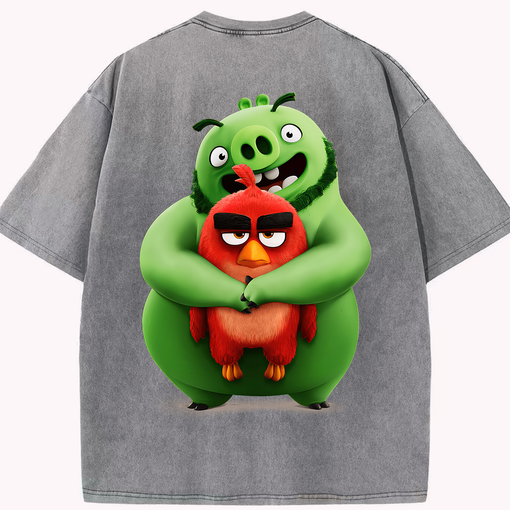 （画像用） Angry Birds アングリーバード 綿100% ヴィンテージ風 半袖Tシャツ（背面プリント）