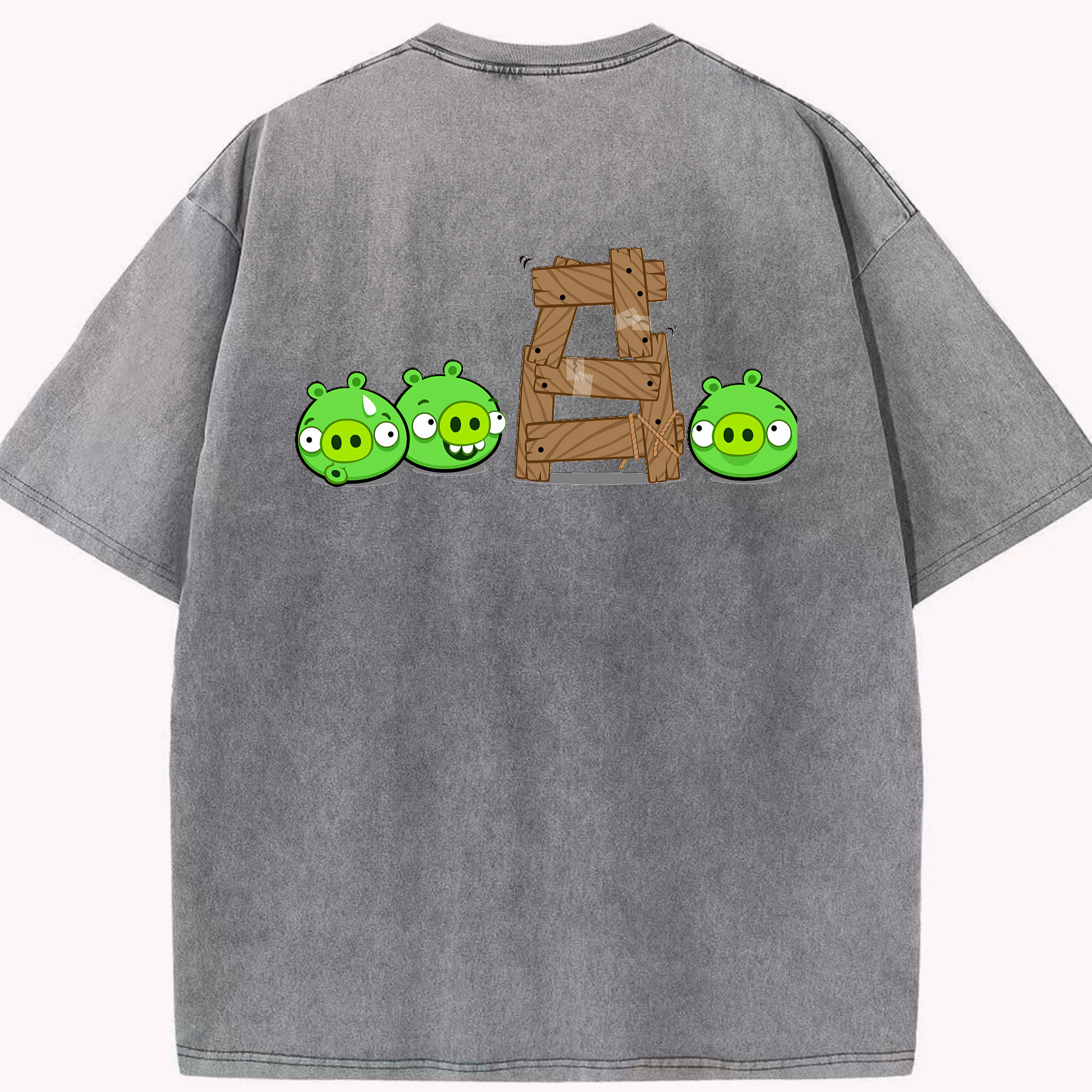 （画像用） Angry Birds アングリーバード 綿100% ヴィンテージ風 半袖Tシャツ（背面プリント）