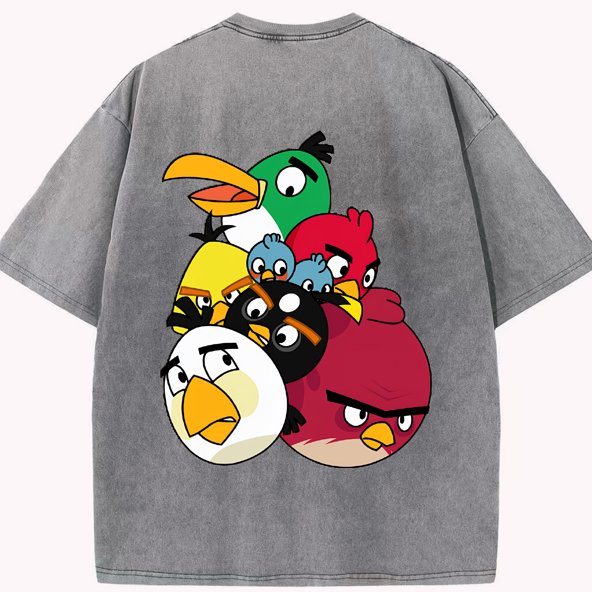 （画像用） Angry Birds アングリーバード 綿100% ヴィンテージ風 半袖Tシャツ（背面プリント）