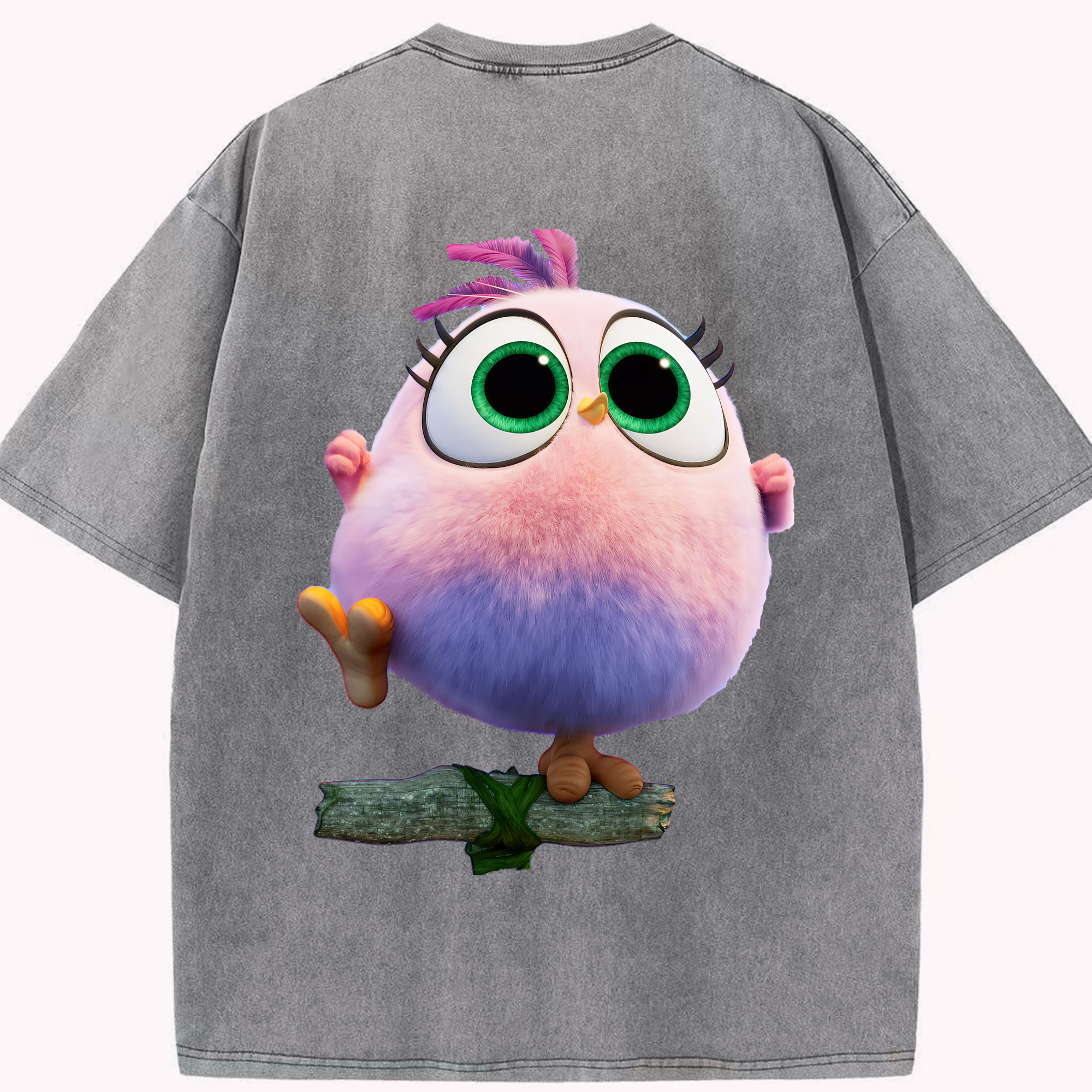 （画像用） Angry Birds アングリーバード 綿100% ヴィンテージ風 半袖Tシャツ（背面プリント）