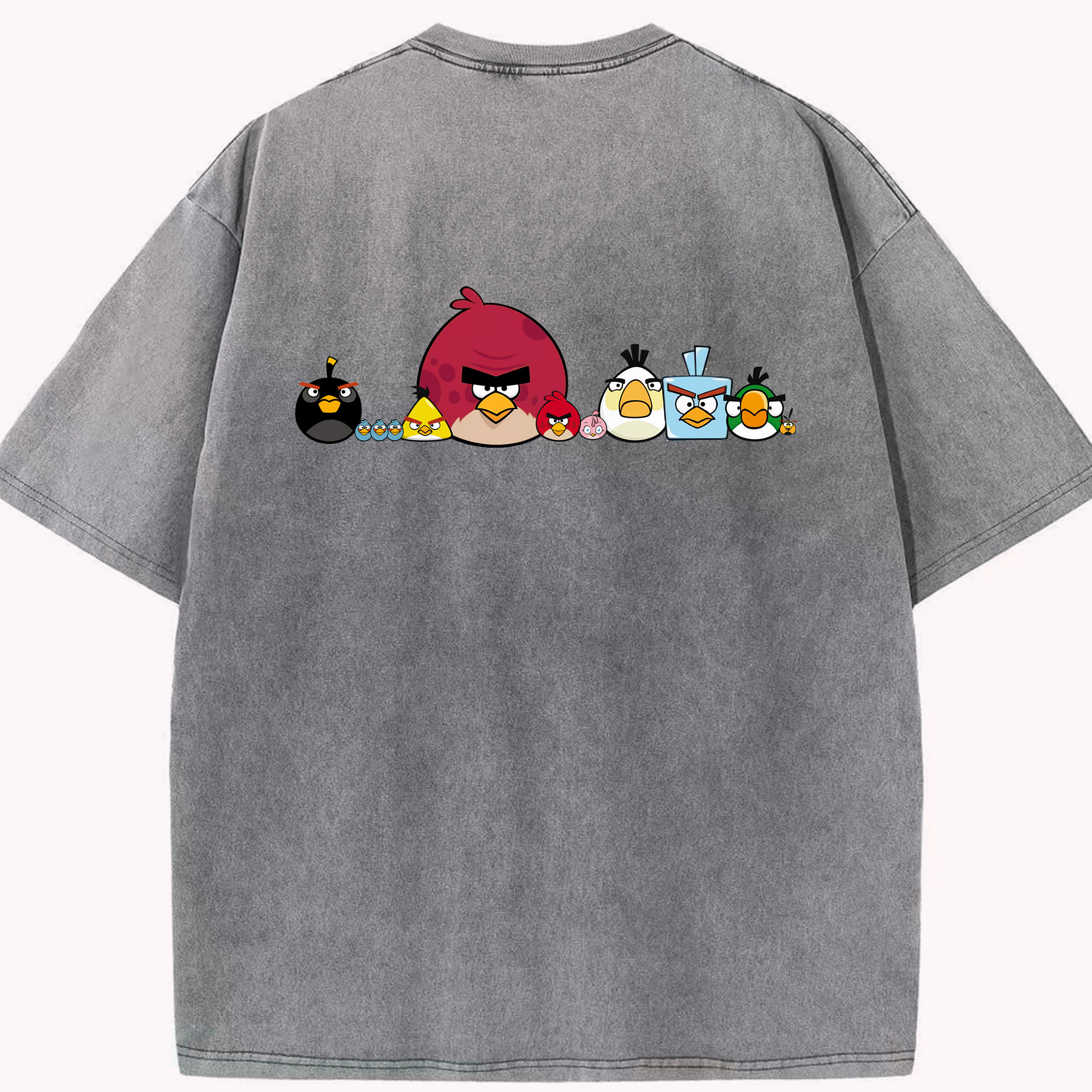 （画像用） Angry Birds アングリーバード 綿100% ヴィンテージ風 半袖Tシャツ（背面プリント）