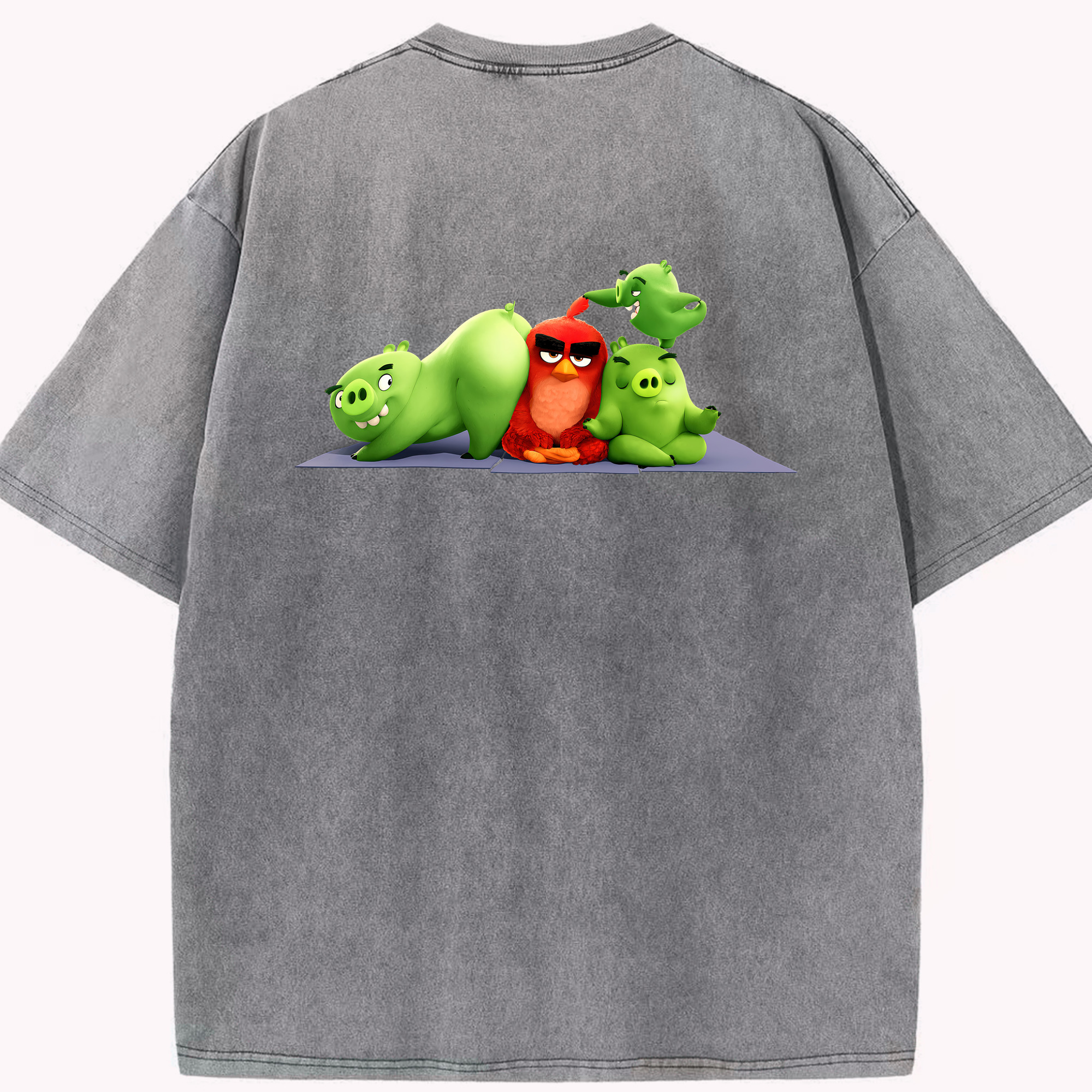 （画像用） Angry Birds アングリーバード 綿100% ヴィンテージ風 半袖Tシャツ（背面プリント）