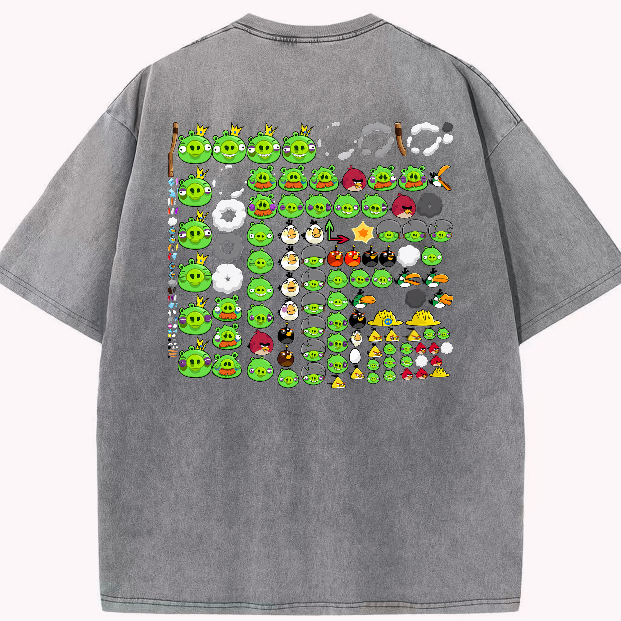 （画像用） Angry Birds アングリーバード 綿100% ヴィンテージ風 半袖Tシャツ（背面プリント）