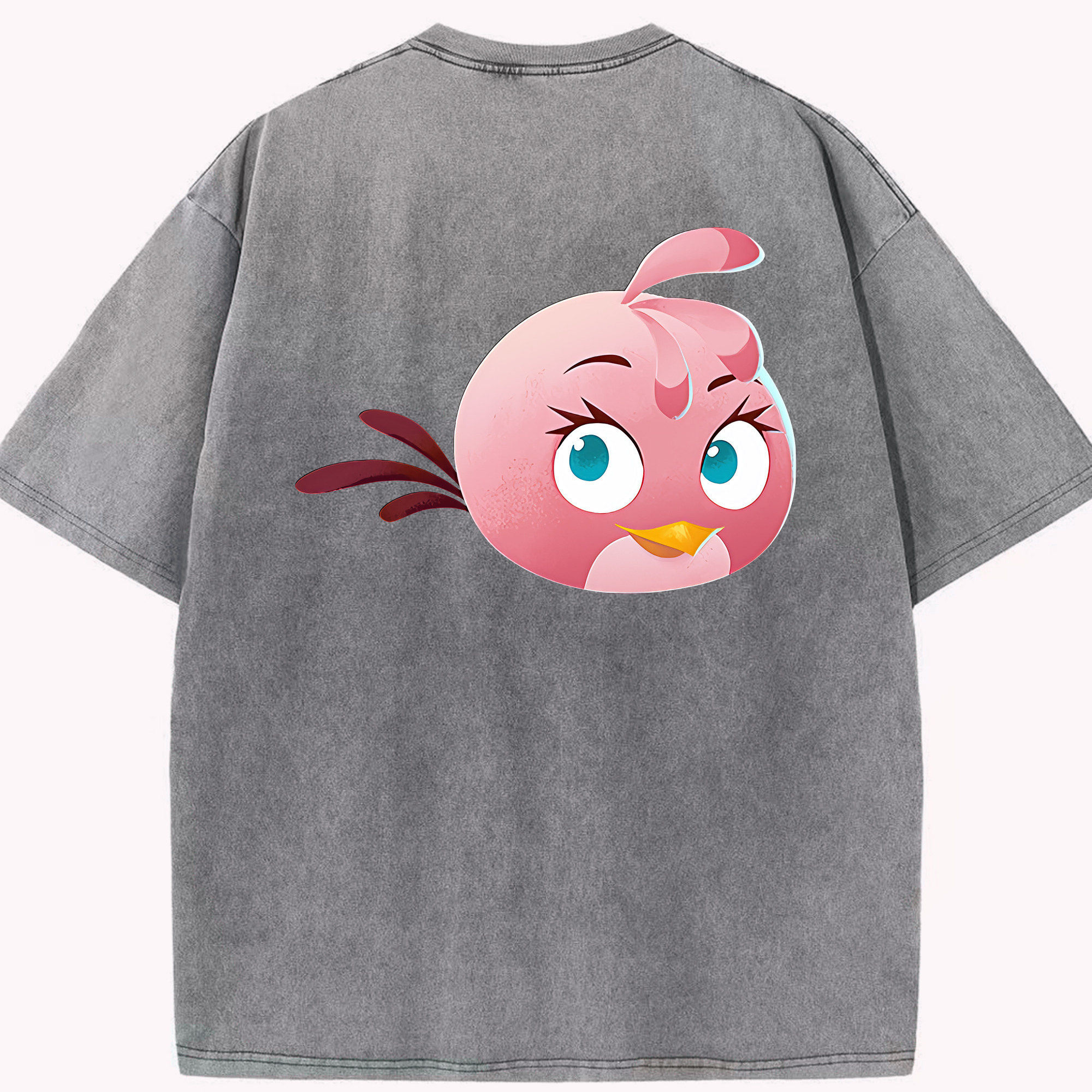 （画像用） Angry Birds アングリーバード 綿100% ヴィンテージ風 半袖Tシャツ（背面プリント）