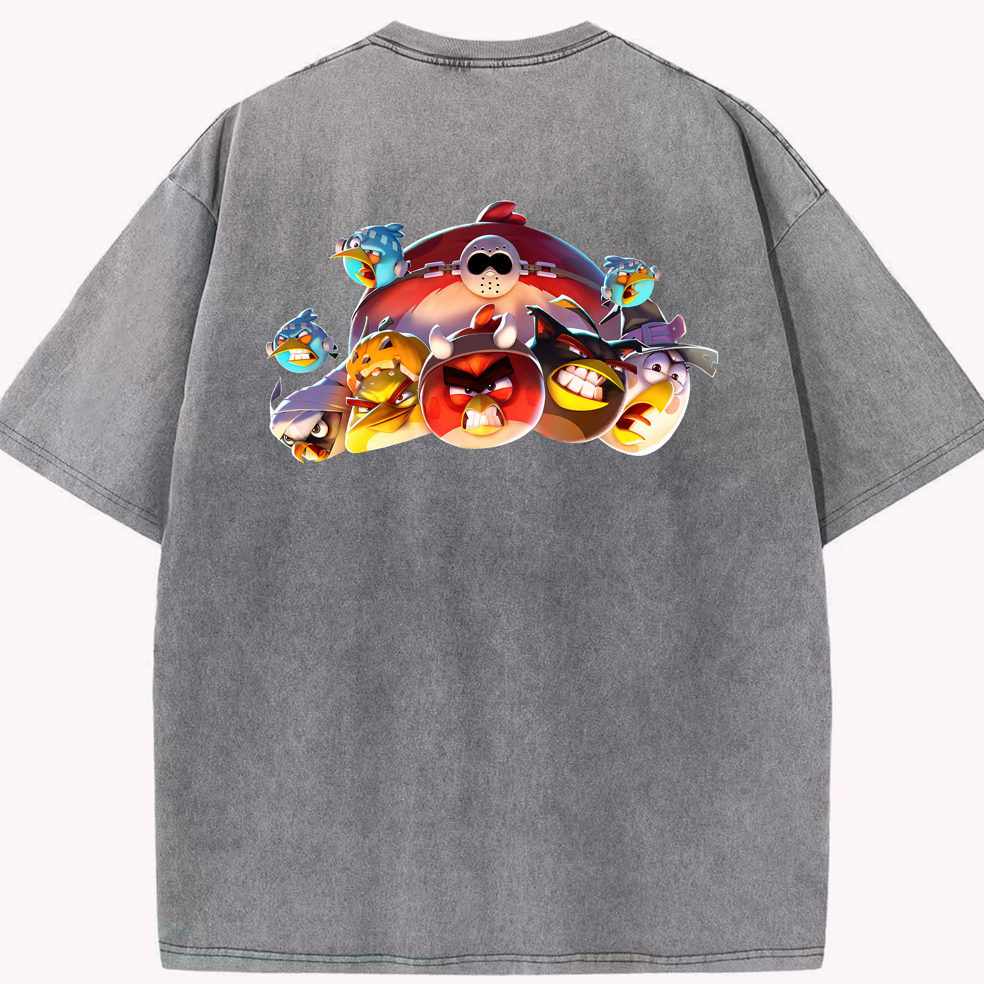（画像用） Angry Birds アングリーバード 綿100% ヴィンテージ風 半袖Tシャツ（背面プリント）