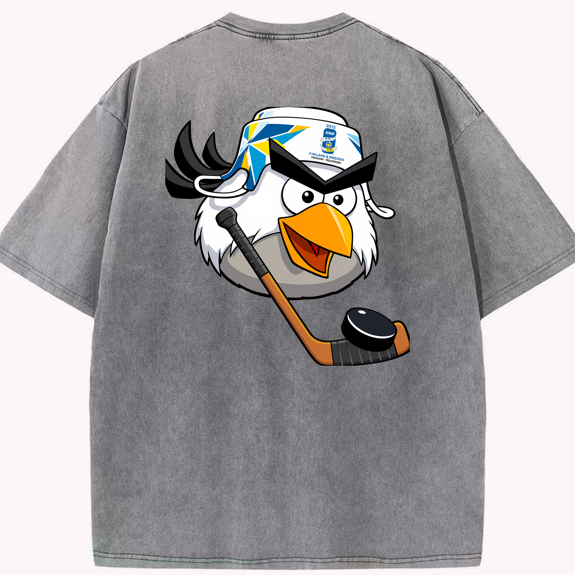 （画像用） Angry Birds アングリーバード 綿100% ヴィンテージ風 半袖Tシャツ（背面プリント）