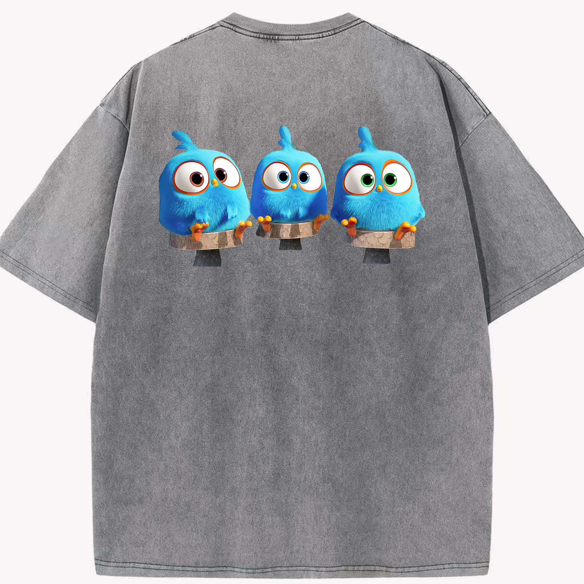 （画像用） Angry Birds アングリーバード 綿100% ヴィンテージ風 半袖Tシャツ（背面プリント）