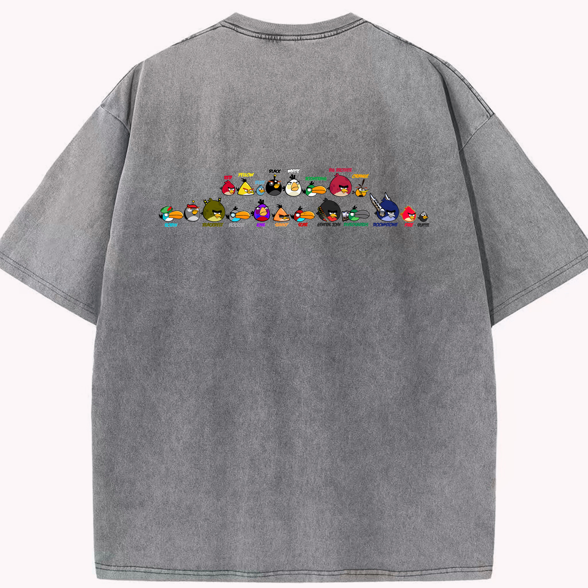 （画像用） Angry Birds アングリーバード 綿100% ヴィンテージ風 半袖Tシャツ（背面プリント）