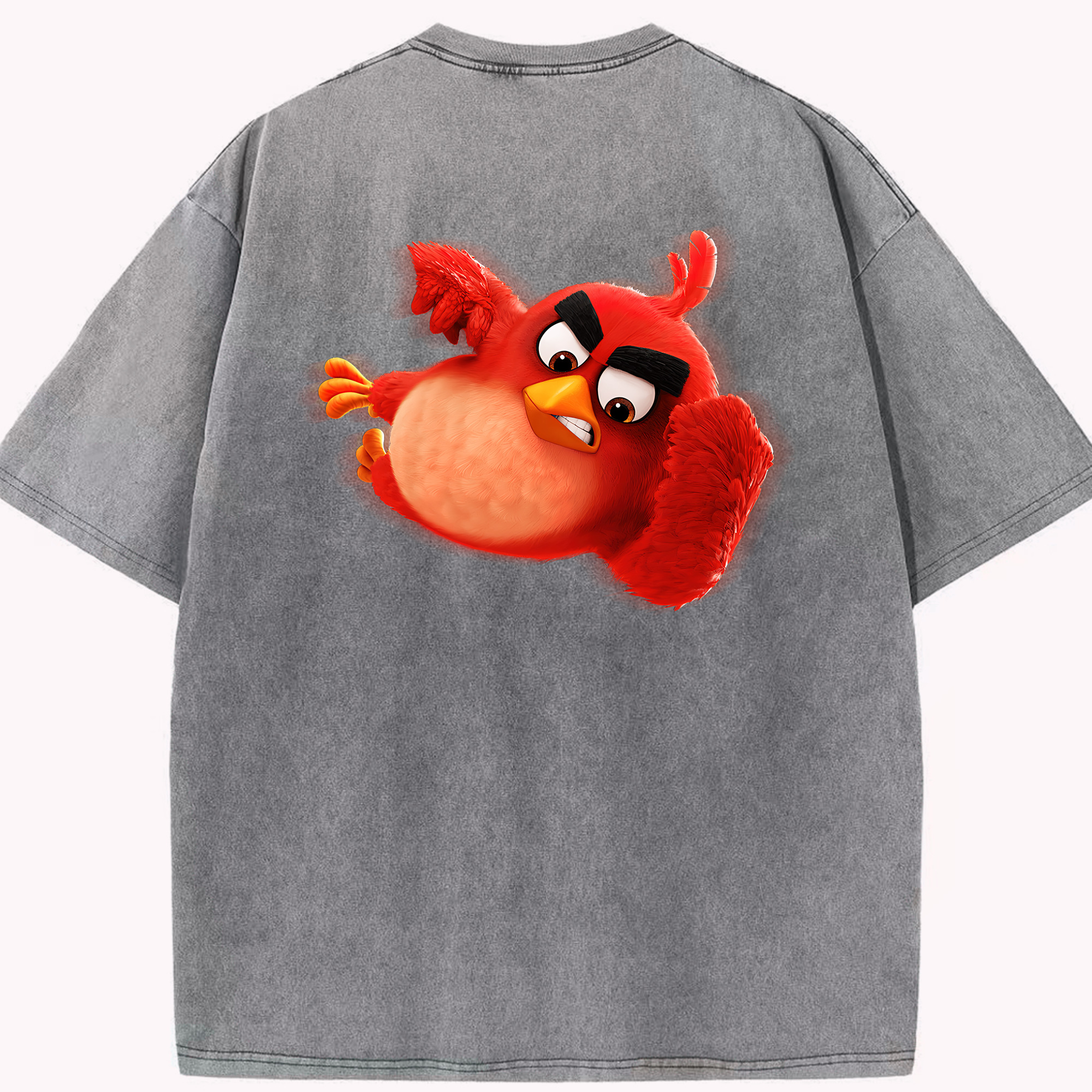 （画像用） Angry Birds アングリーバード 綿100% ヴィンテージ風 半袖Tシャツ（背面プリント）