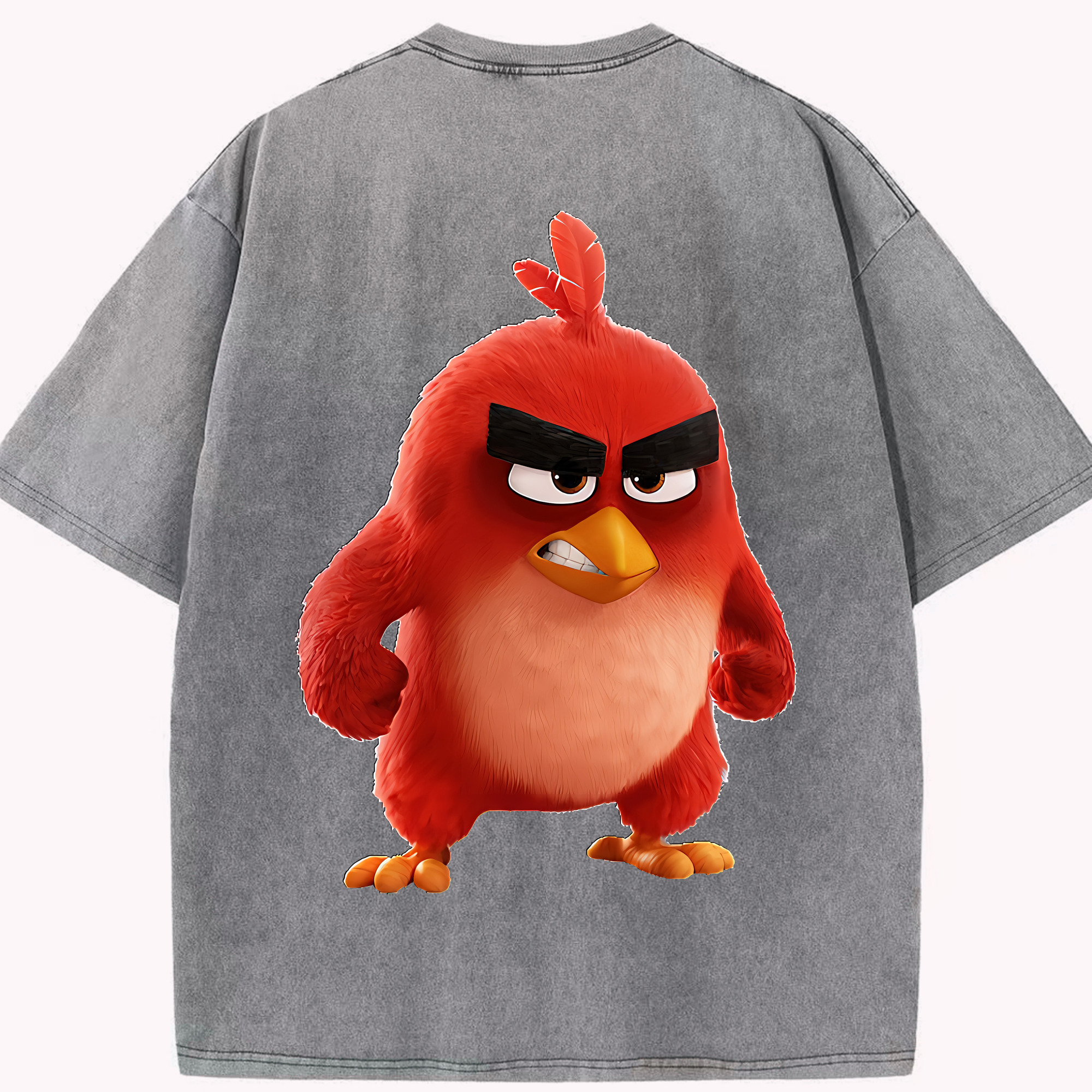 （画像用） Angry Birds アングリーバード 綿100% ヴィンテージ風 半袖Tシャツ（背面プリント）