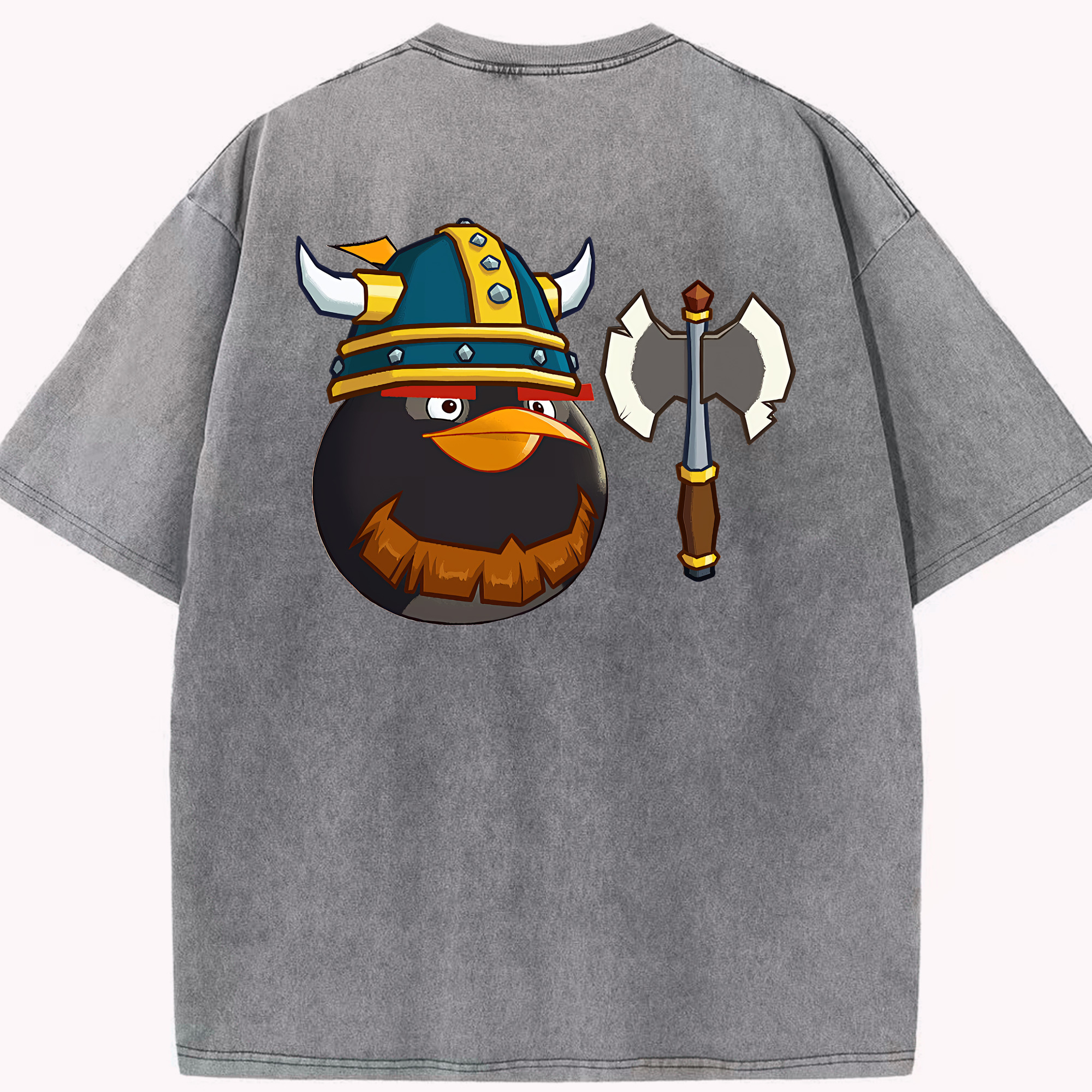 （画像用） Angry Birds アングリーバード 綿100% ヴィンテージ風 半袖Tシャツ（背面プリント）
