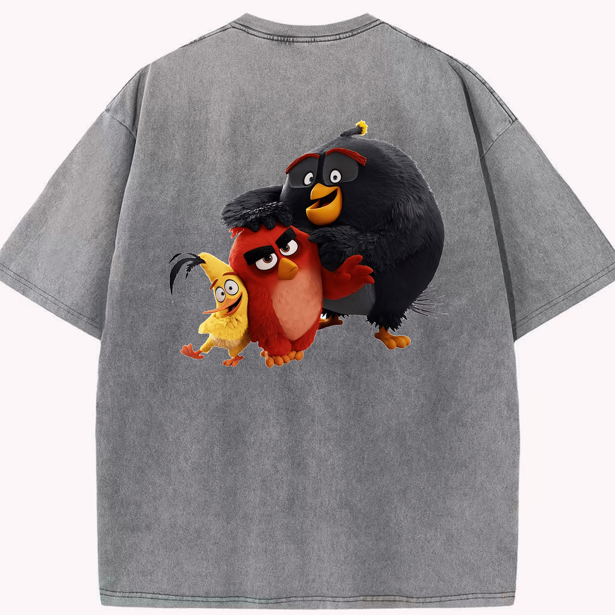 （画像用） Angry Birds アングリーバード 綿100% ヴィンテージ風 半袖Tシャツ（背面プリント）