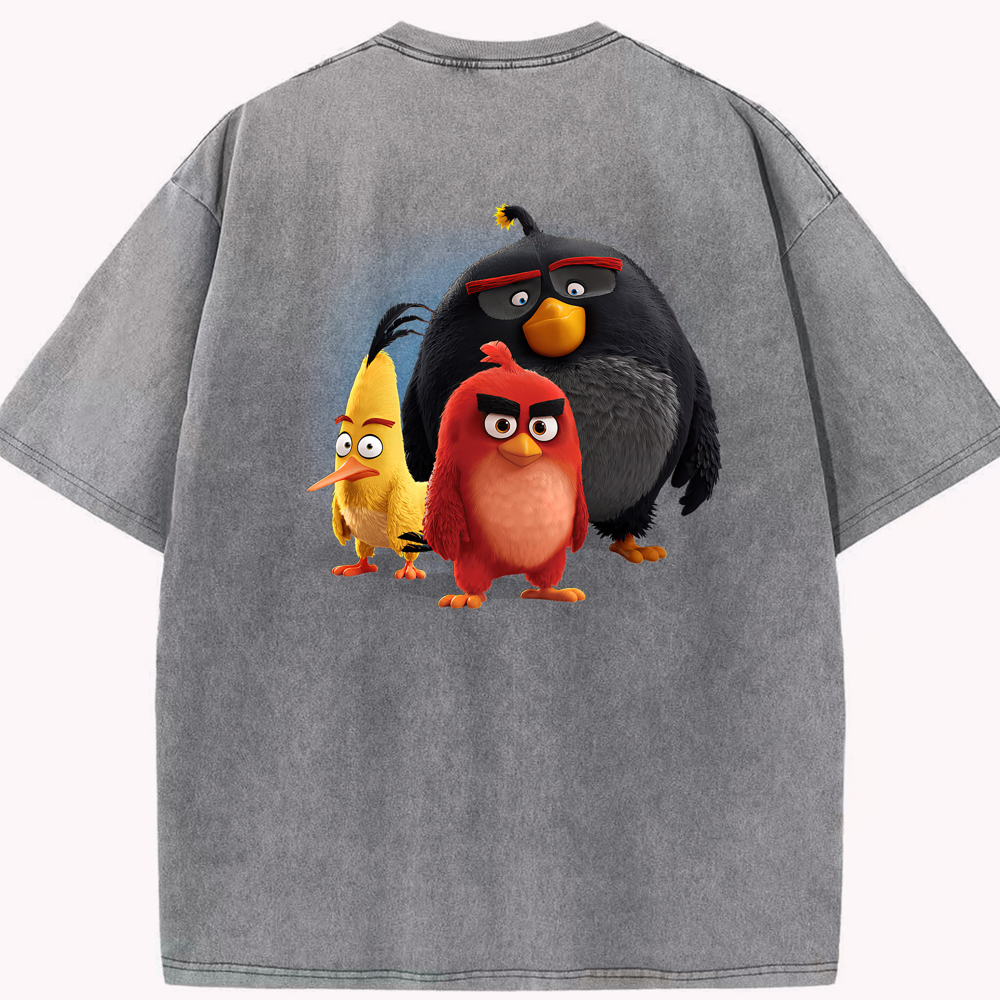 （画像用） Angry Birds アングリーバード 綿100% ヴィンテージ風 半袖Tシャツ（背面プリント）