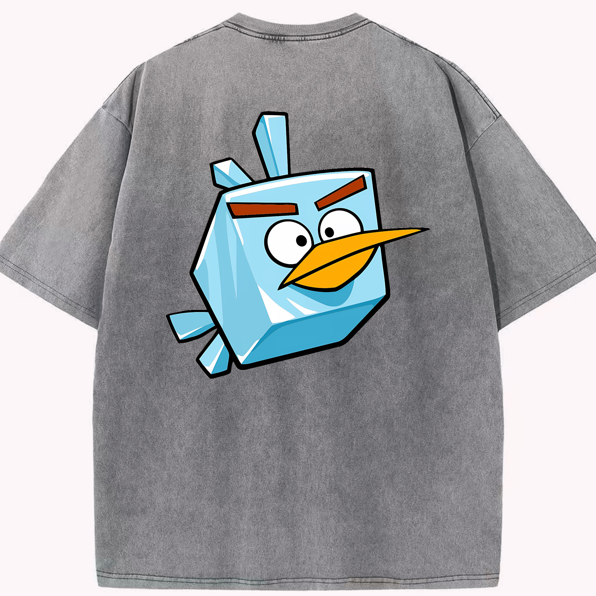 （画像用） Angry Birds アングリーバード 綿100% ヴィンテージ風 半袖Tシャツ（背面プリント）