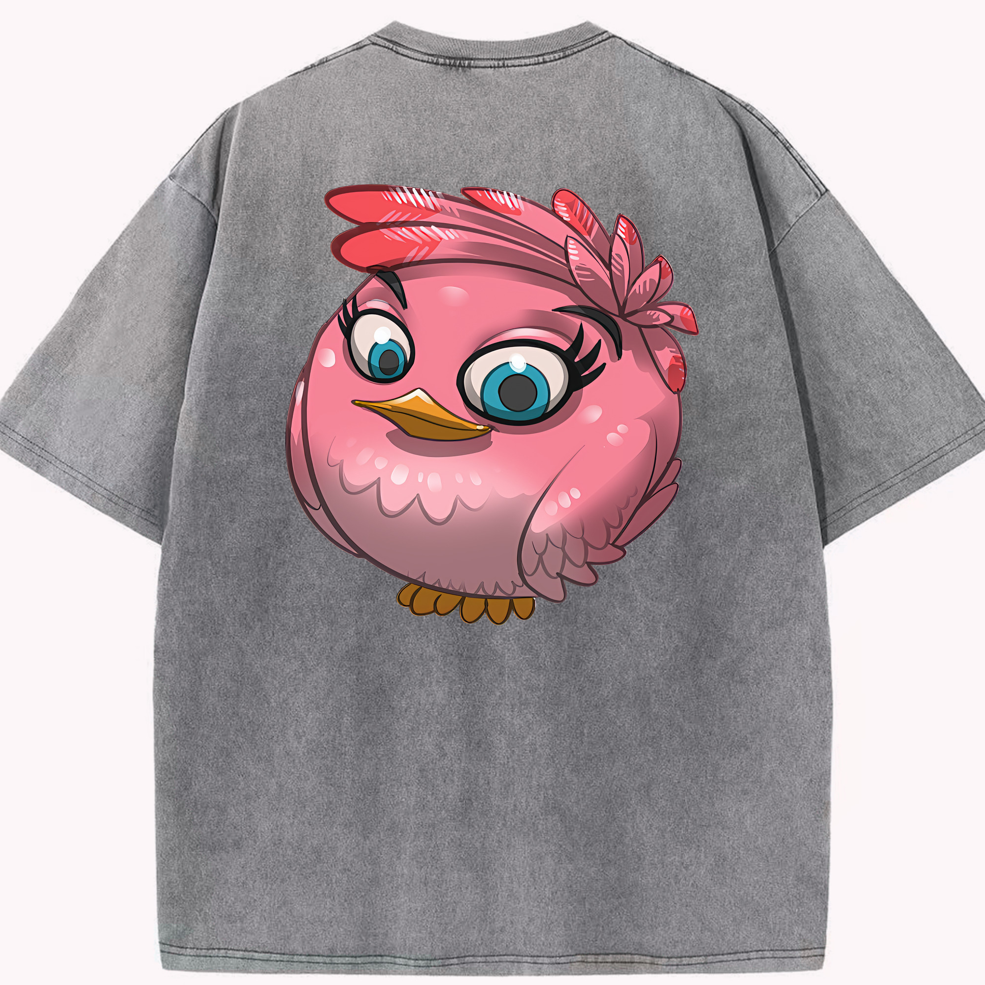 （画像用） Angry Birds アングリーバード 綿100% ヴィンテージ風 半袖Tシャツ（背面プリント）