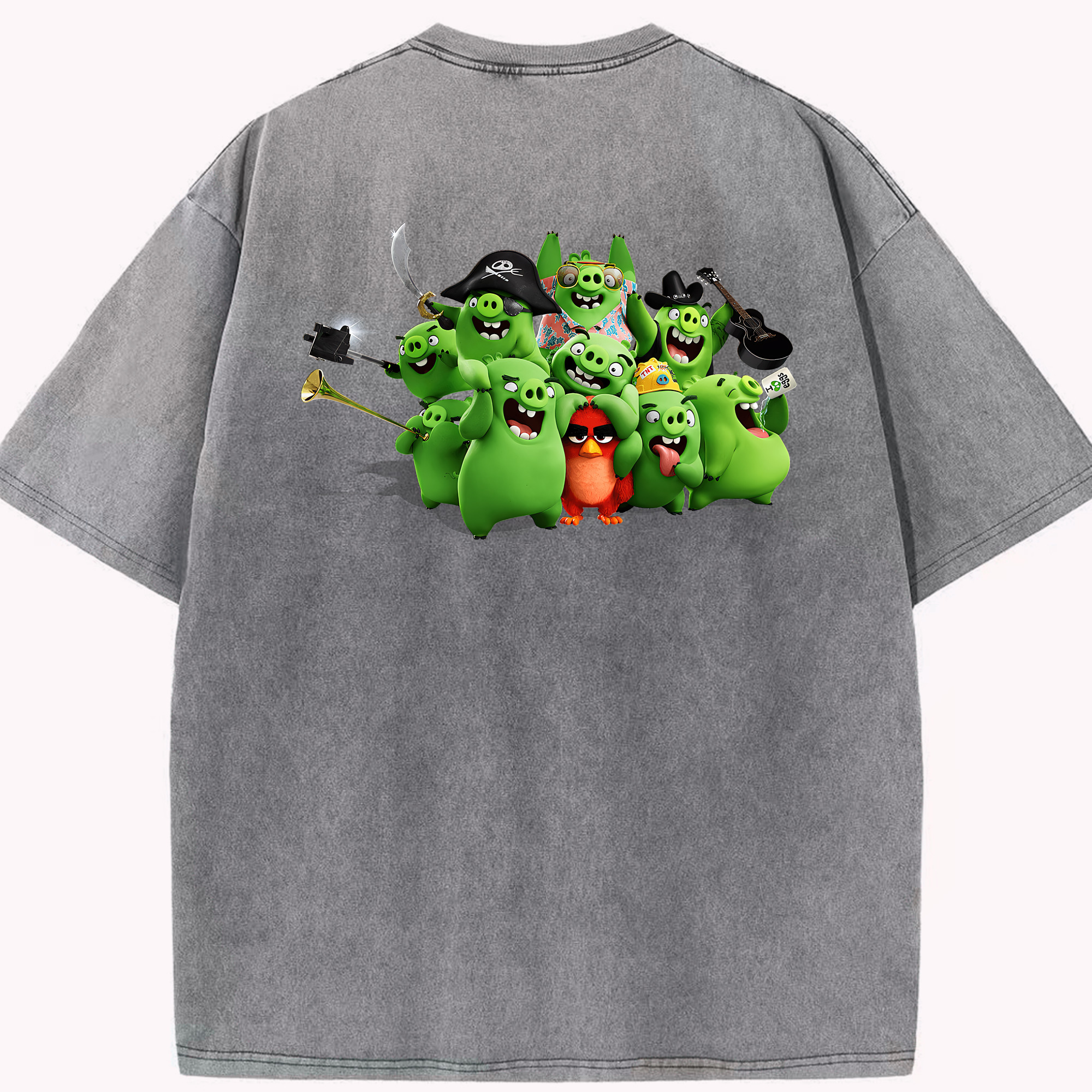 （画像用） Angry Birds アングリーバード 綿100% ヴィンテージ風 半袖Tシャツ（背面プリント）
