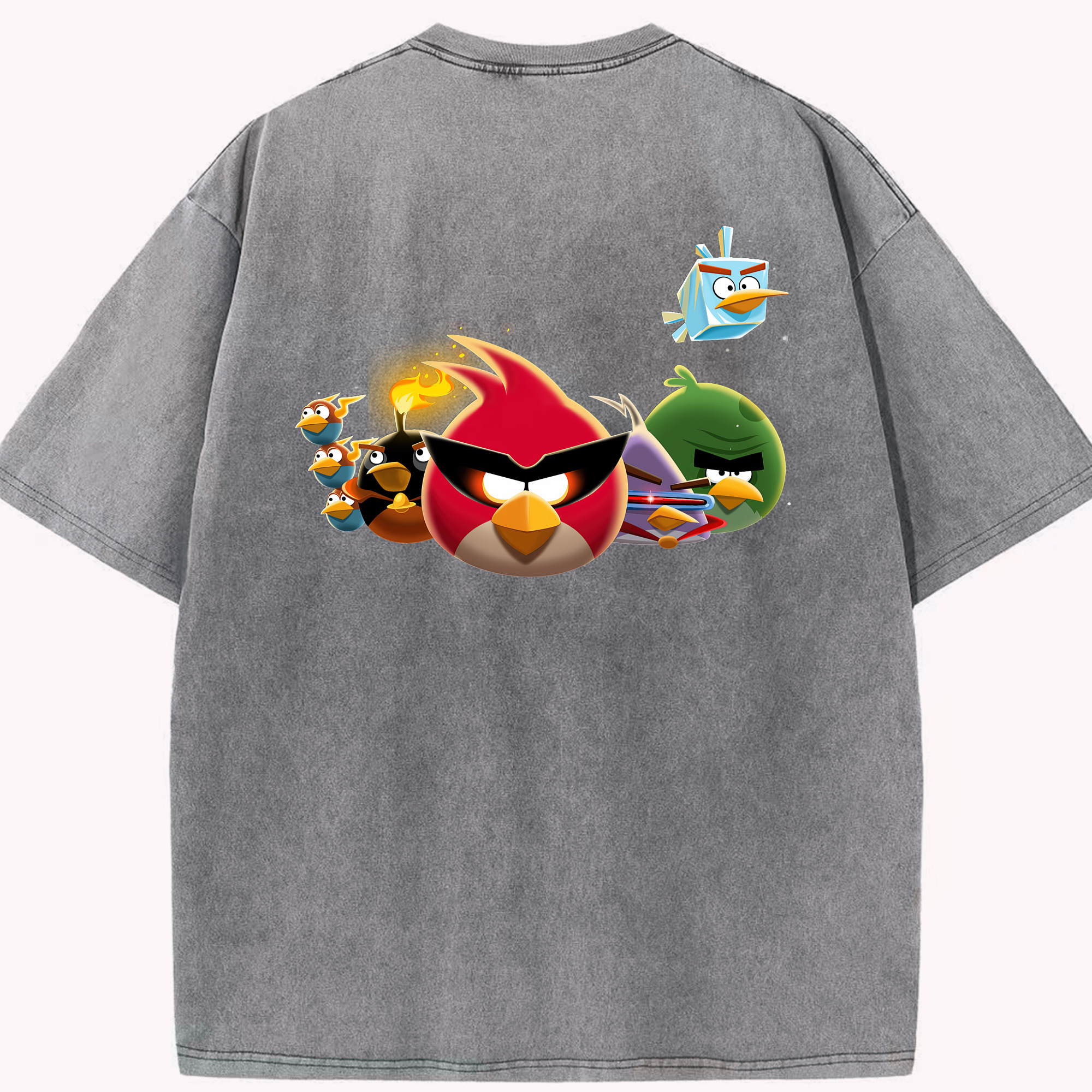 （画像用） Angry Birds アングリーバード 綿100% ヴィンテージ風 半袖Tシャツ（背面プリント）