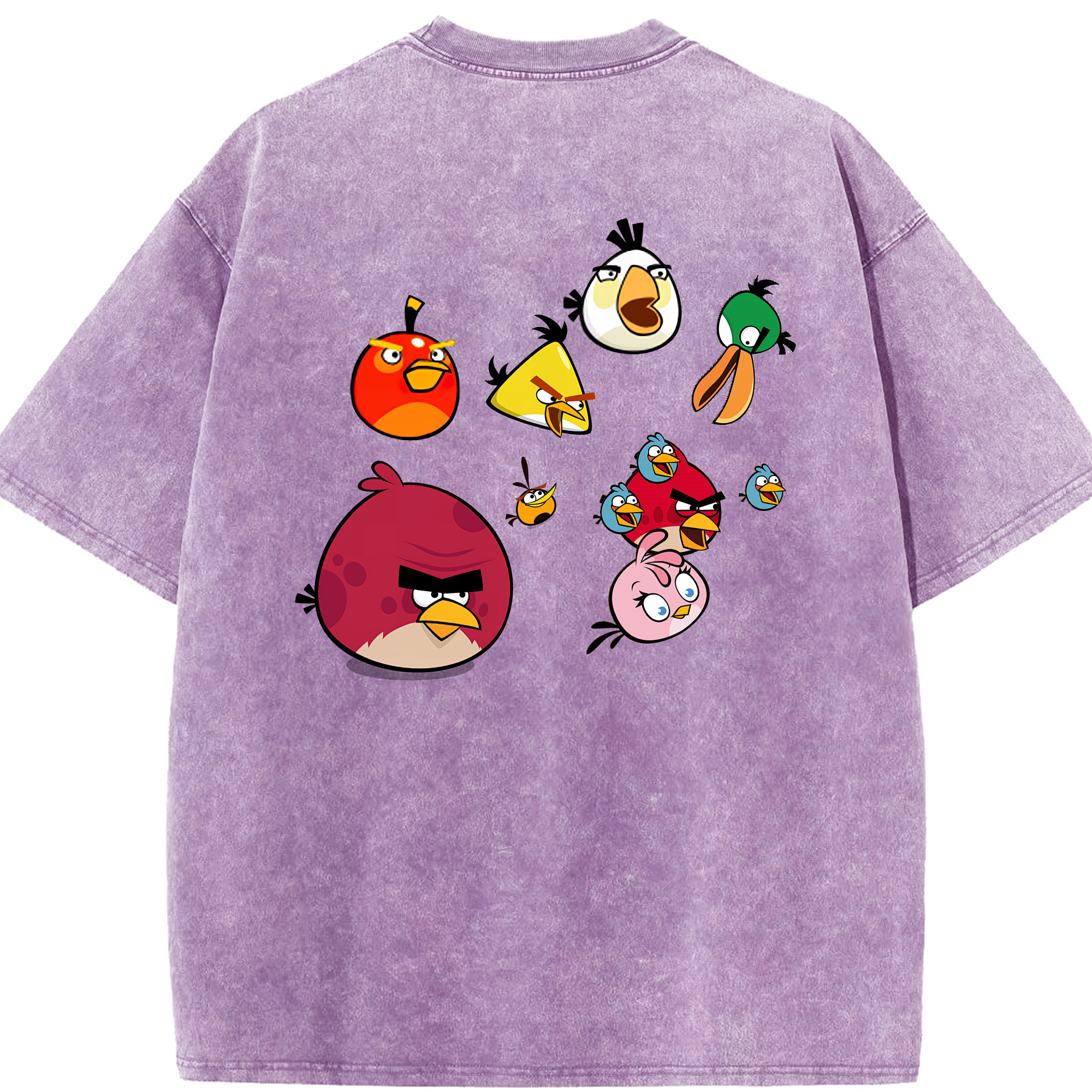 （画像用） Angry Birds アングリーバード 綿100% ヴィンテージ風 半袖Tシャツ（背面プリント）