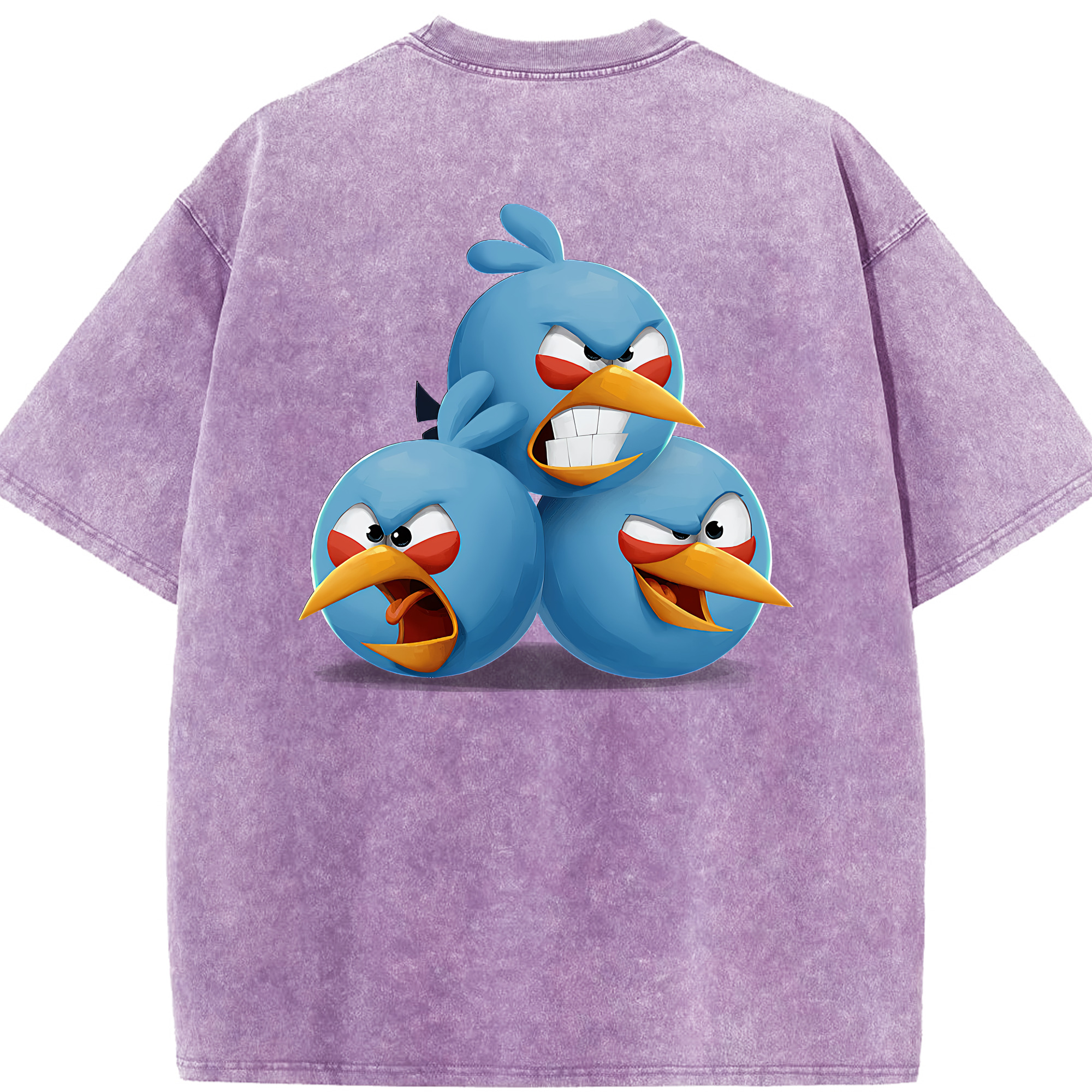 （画像用） Angry Birds アングリーバード 綿100% ヴィンテージ風 半袖Tシャツ（背面プリント）