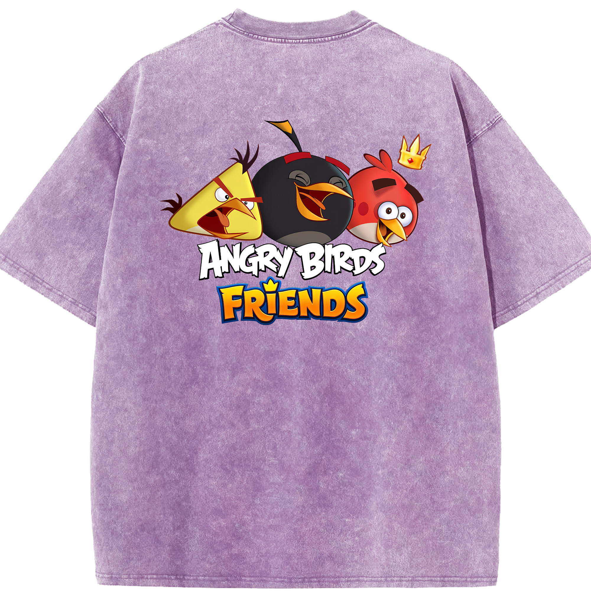 （画像用） Angry Birds アングリーバード 綿100% ヴィンテージ風 半袖Tシャツ（背面プリント）