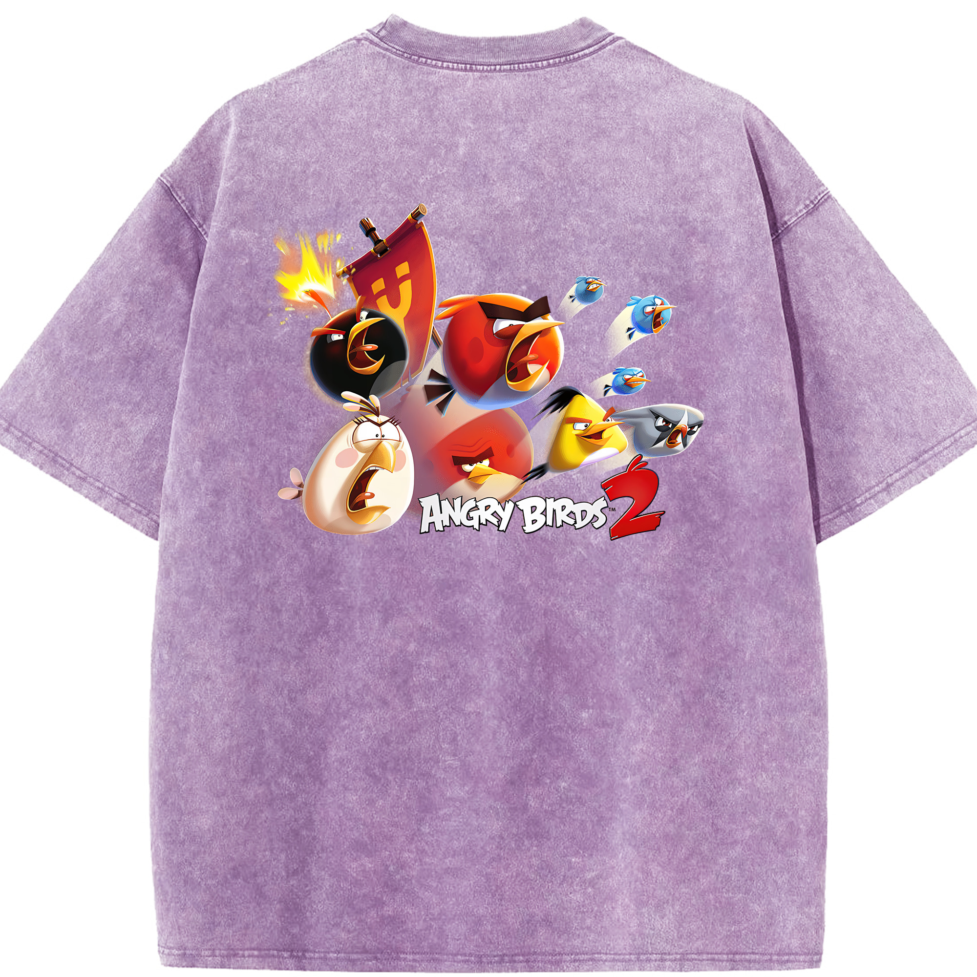 （画像用） Angry Birds アングリーバード 綿100% ヴィンテージ風 半袖Tシャツ（背面プリント）