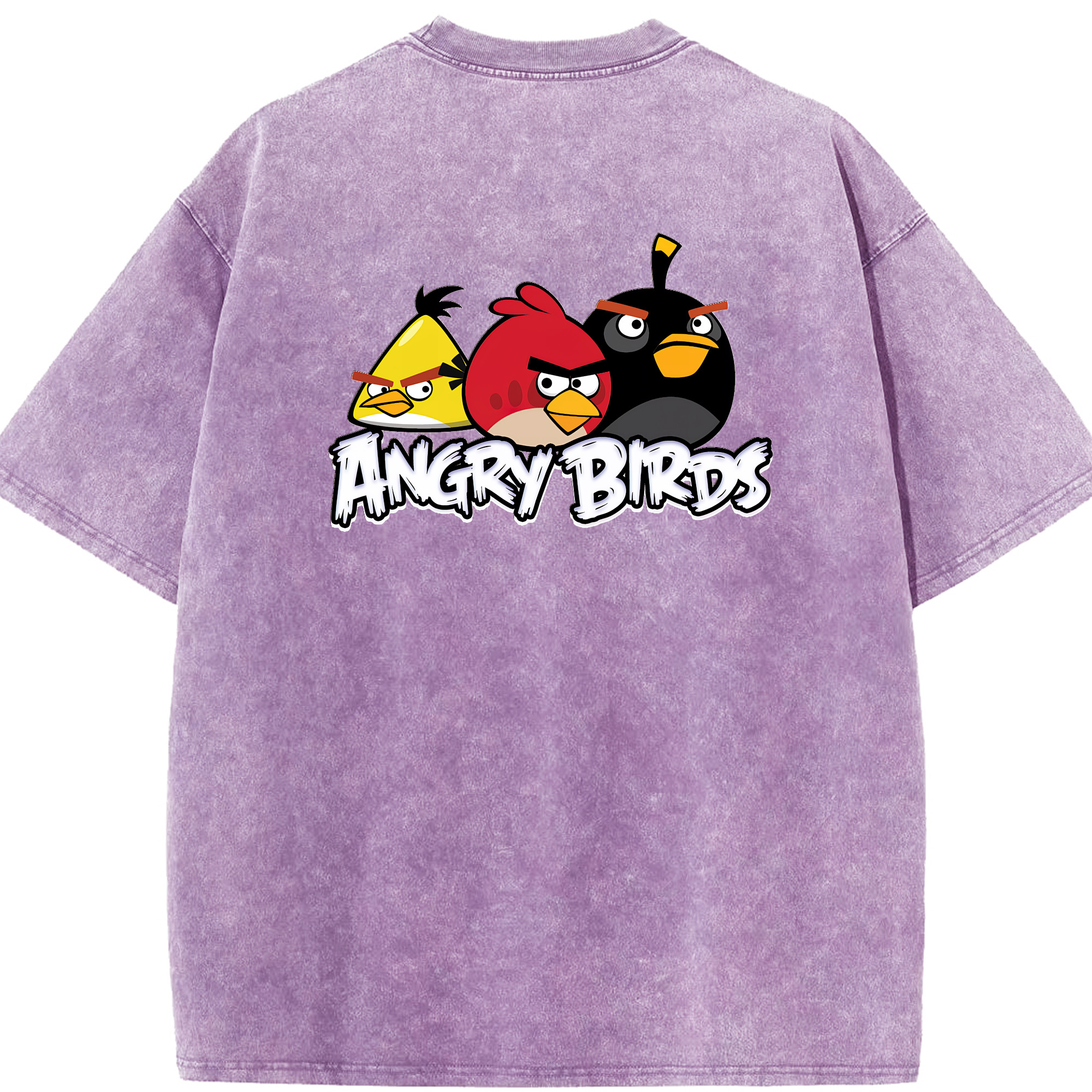 （画像用） Angry Birds アングリーバード 綿100% ヴィンテージ風 半袖Tシャツ（背面プリント）