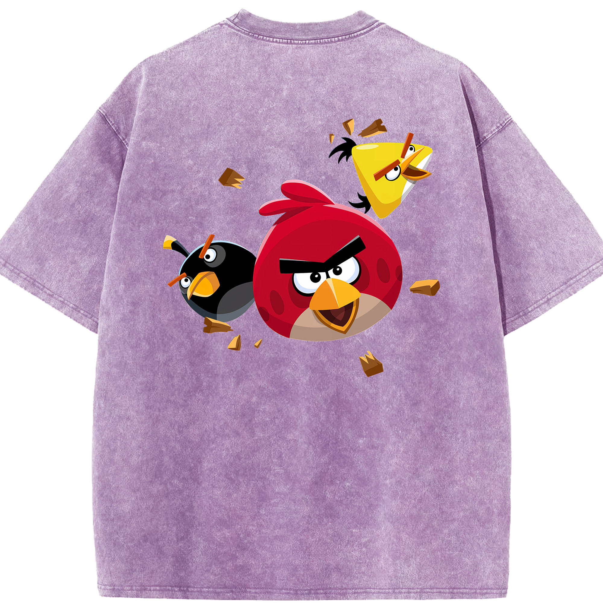 （画像用） Angry Birds アングリーバード 綿100% ヴィンテージ風 半袖Tシャツ（背面プリント）