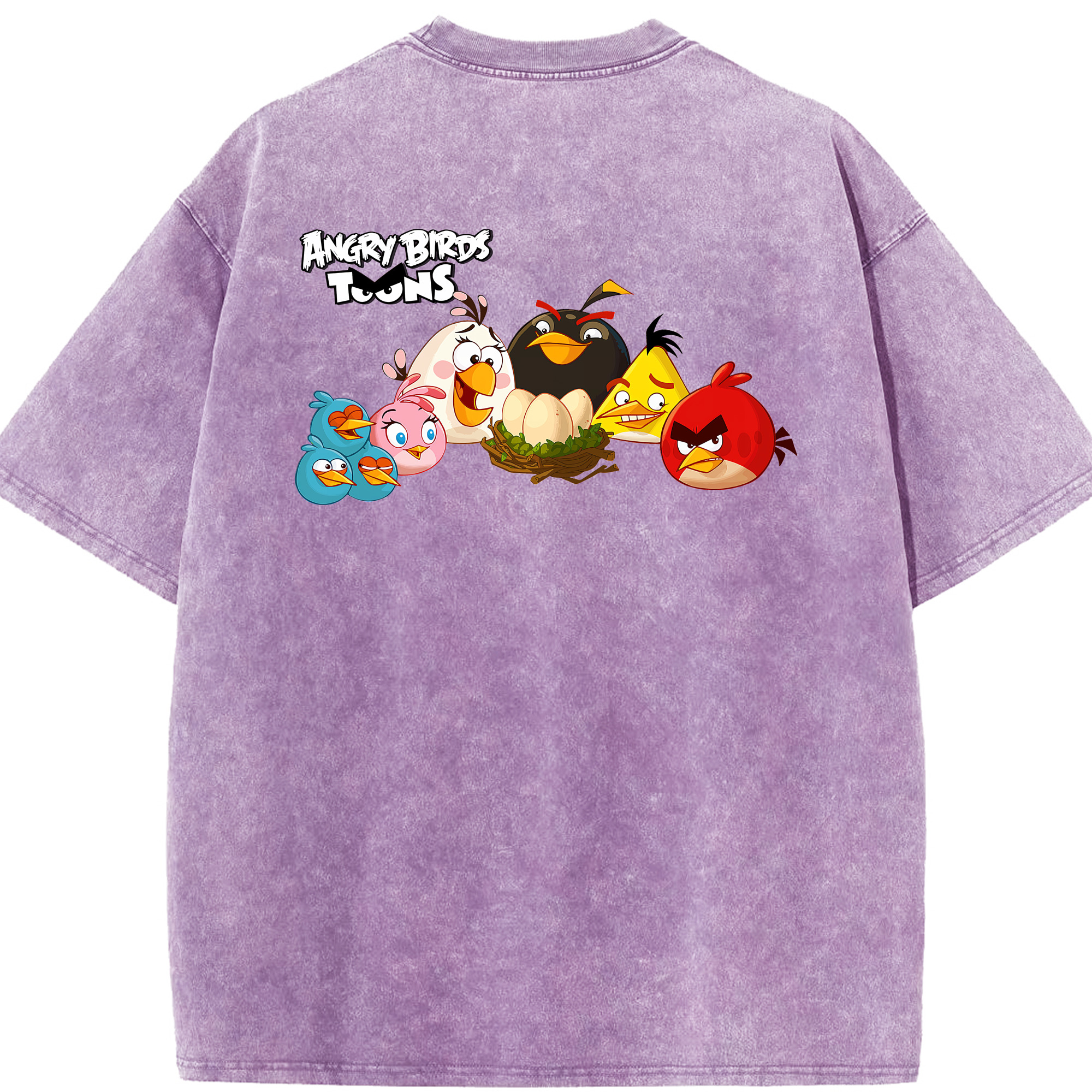 （画像用） Angry Birds アングリーバード 綿100% ヴィンテージ風 半袖Tシャツ（背面プリント）