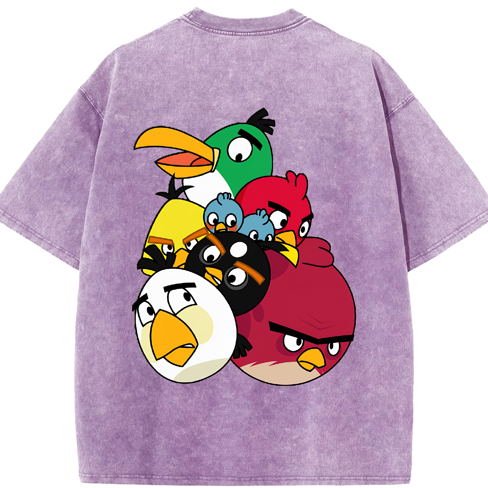 （画像用） Angry Birds アングリーバード 綿100% ヴィンテージ風 半袖Tシャツ（背面プリント）