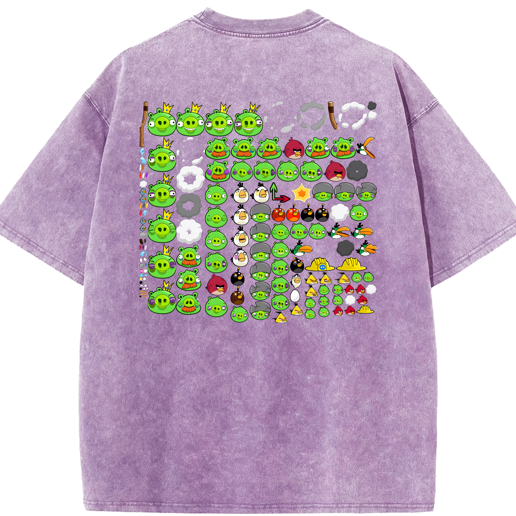 （画像用） Angry Birds アングリーバード 綿100% ヴィンテージ風 半袖Tシャツ（背面プリント）