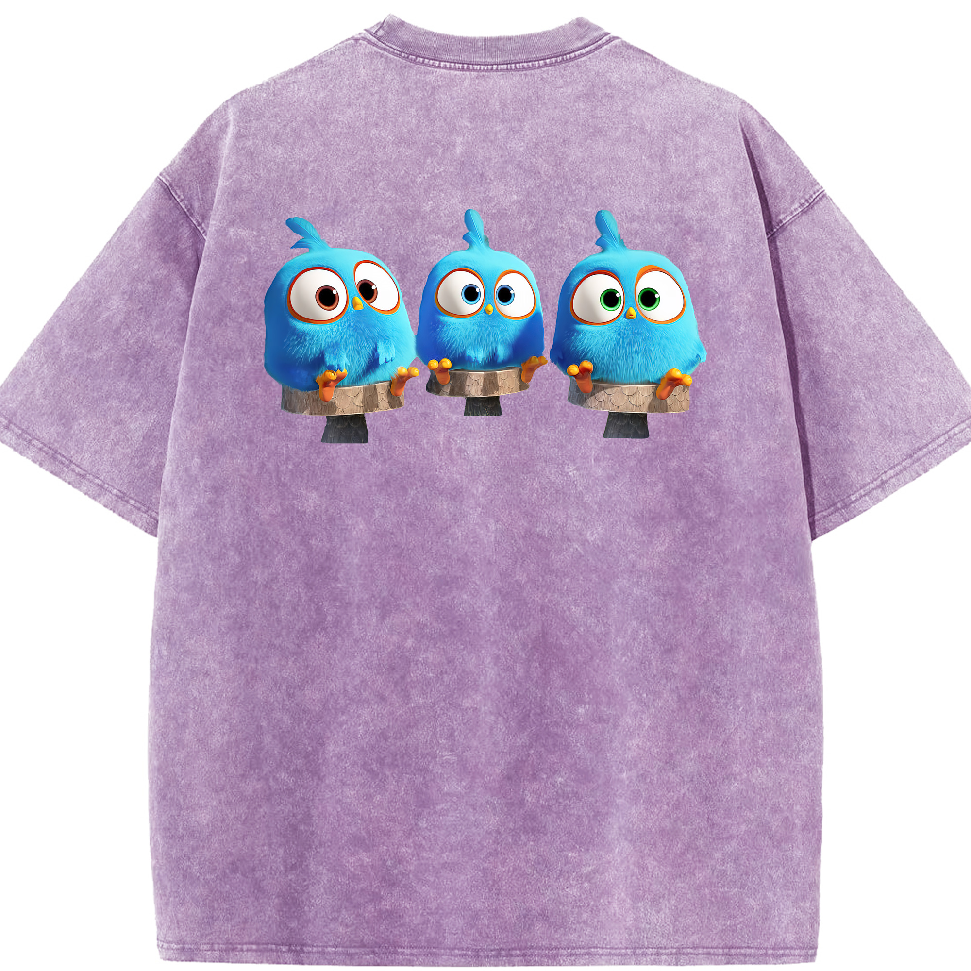 （画像用） Angry Birds アングリーバード 綿100% ヴィンテージ風 半袖Tシャツ（背面プリント）